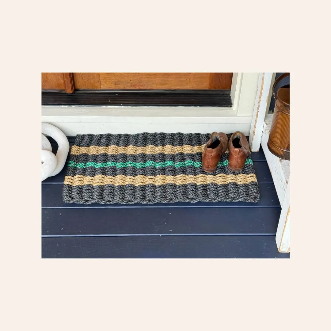Signature Stripe Doormat — Black, Tan & Green