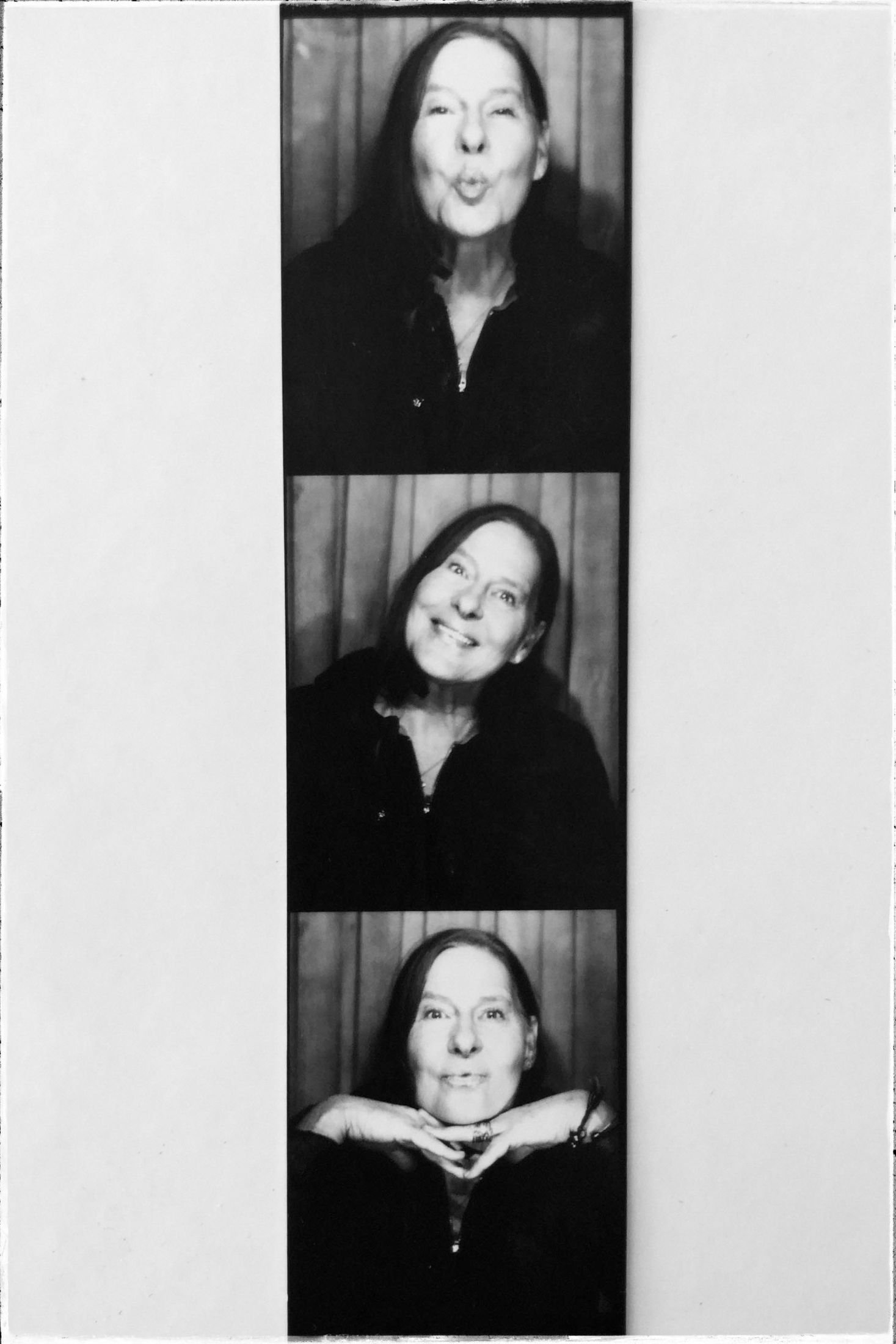 Clarissa Koenig in a black-and-white photo booth strip