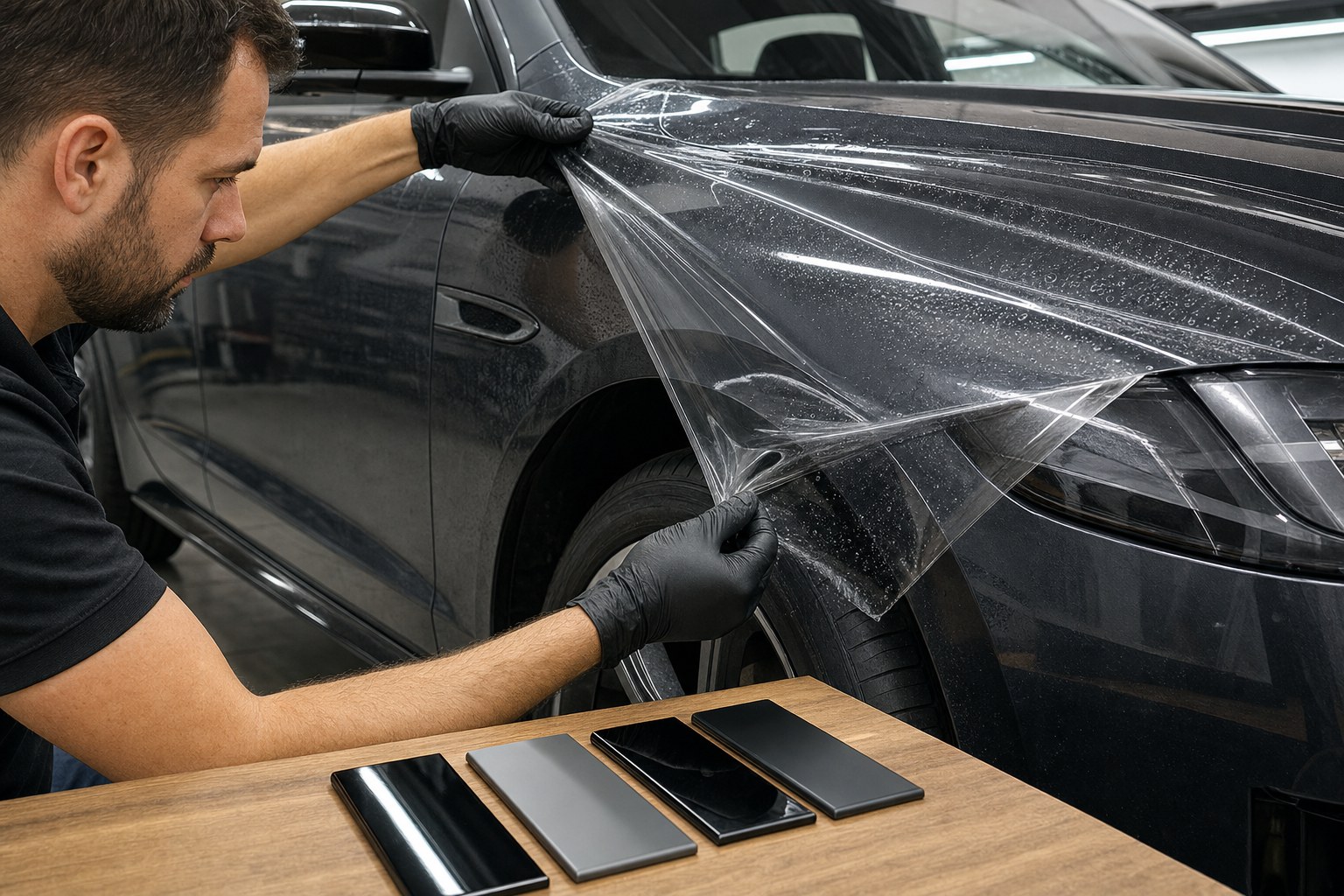 Impact Defense Paint Protection Film in a professional installation environment