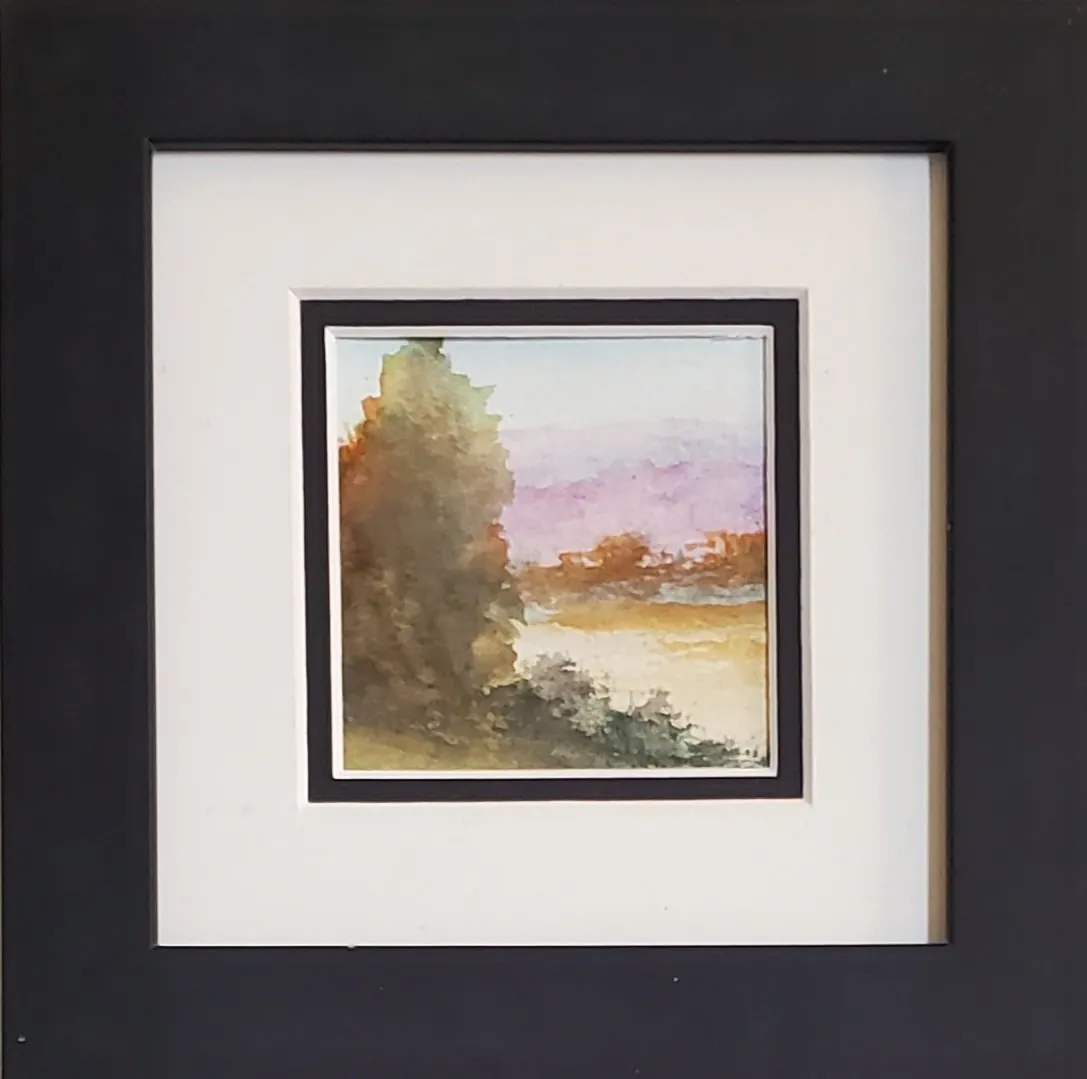 Early Rise Mini Watercolor, original miniature artwork by Fred Wilson