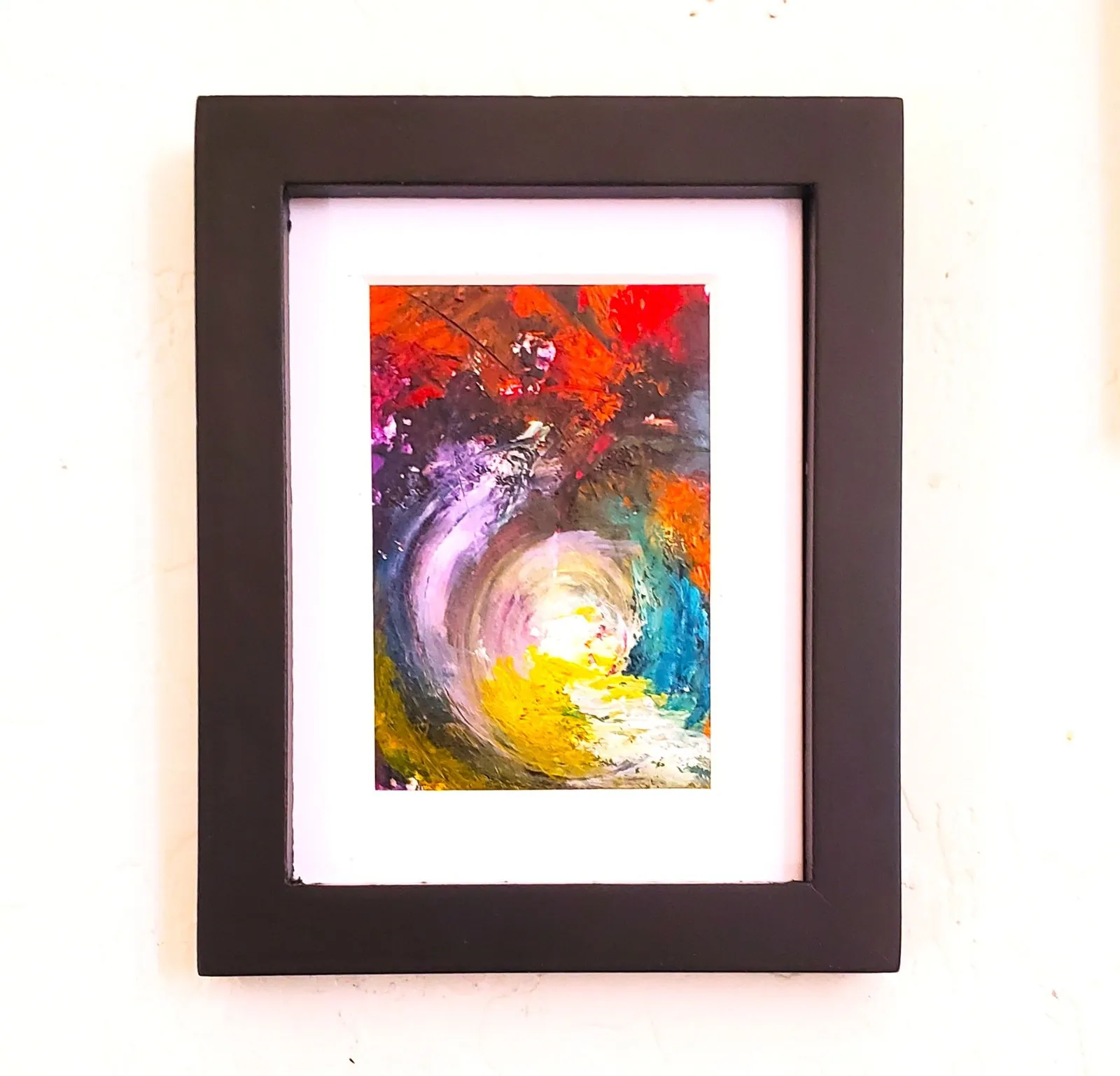 Renewal miniature abstract oil painting, original miniature artwork by Fred Wilson