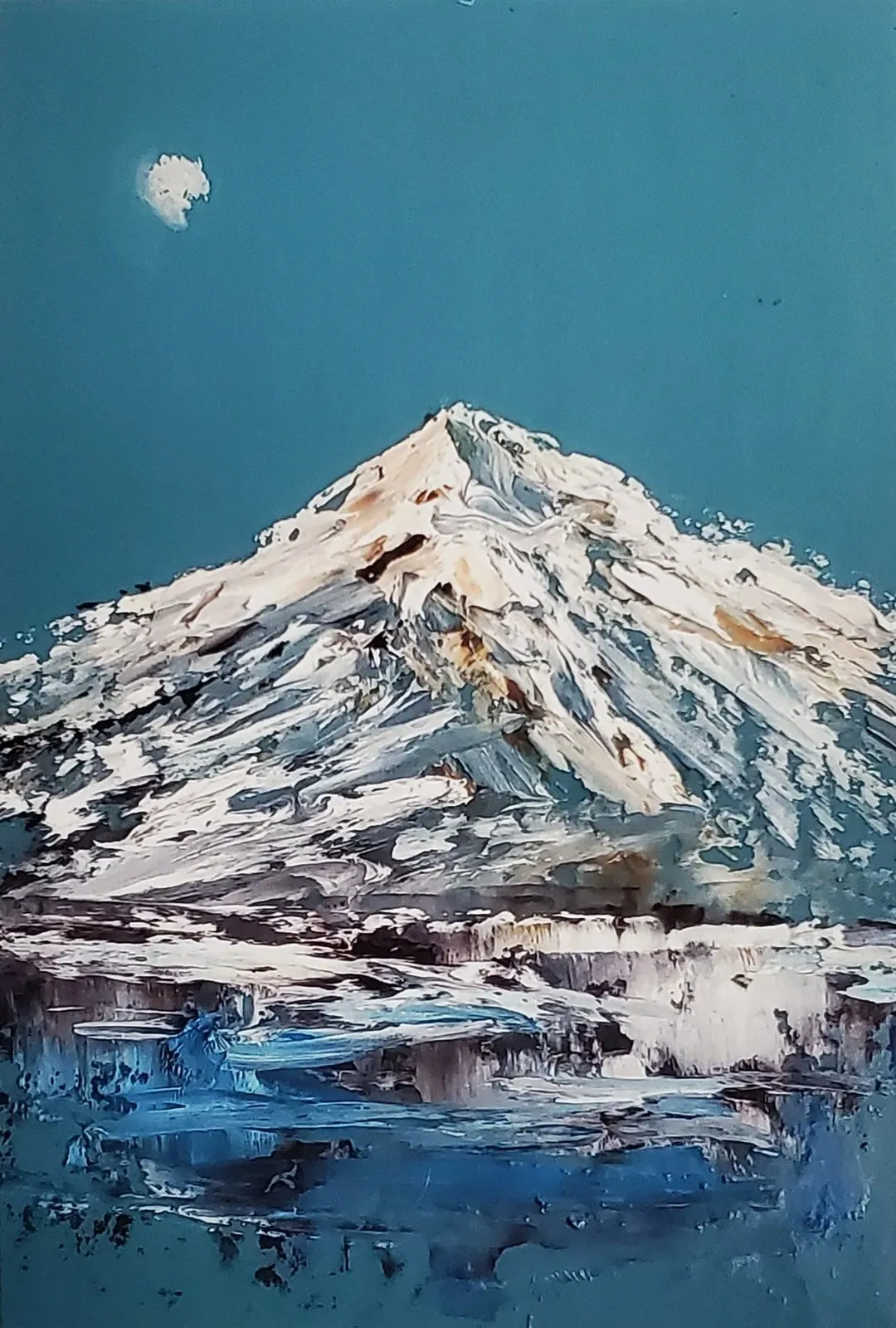Shasta Moon Giclee Print, original miniature artwork by Fred Wilson