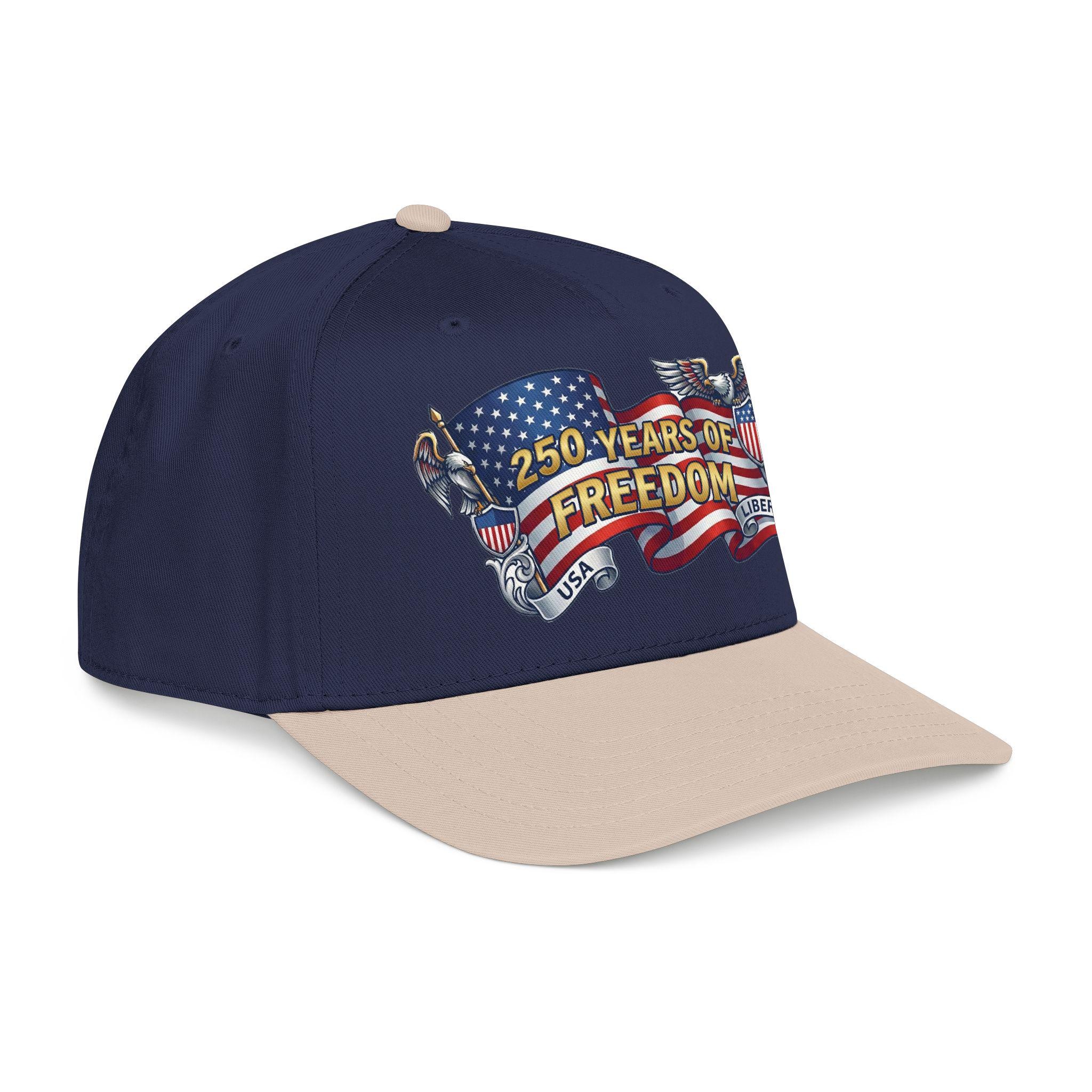 250 Years of Freedom Mid Profile Baseball Cap | American Flag Eagle Liberty