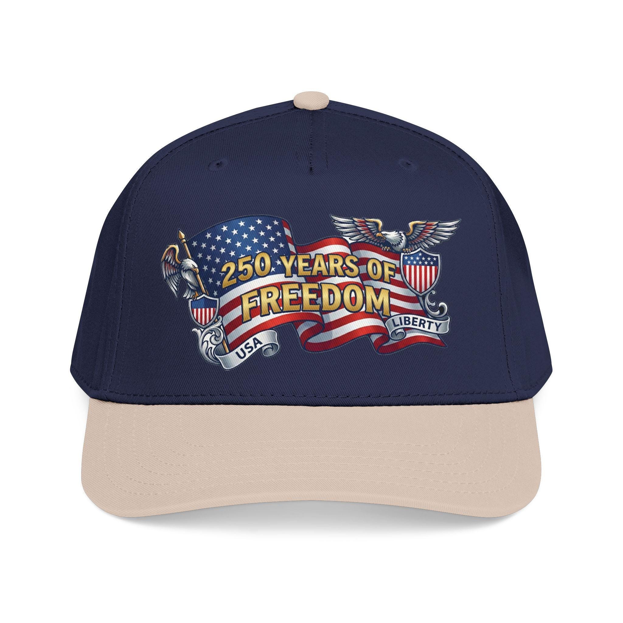 250 Years of Freedom Mid Profile Baseball Cap | American Flag Eagle Liberty, view 2