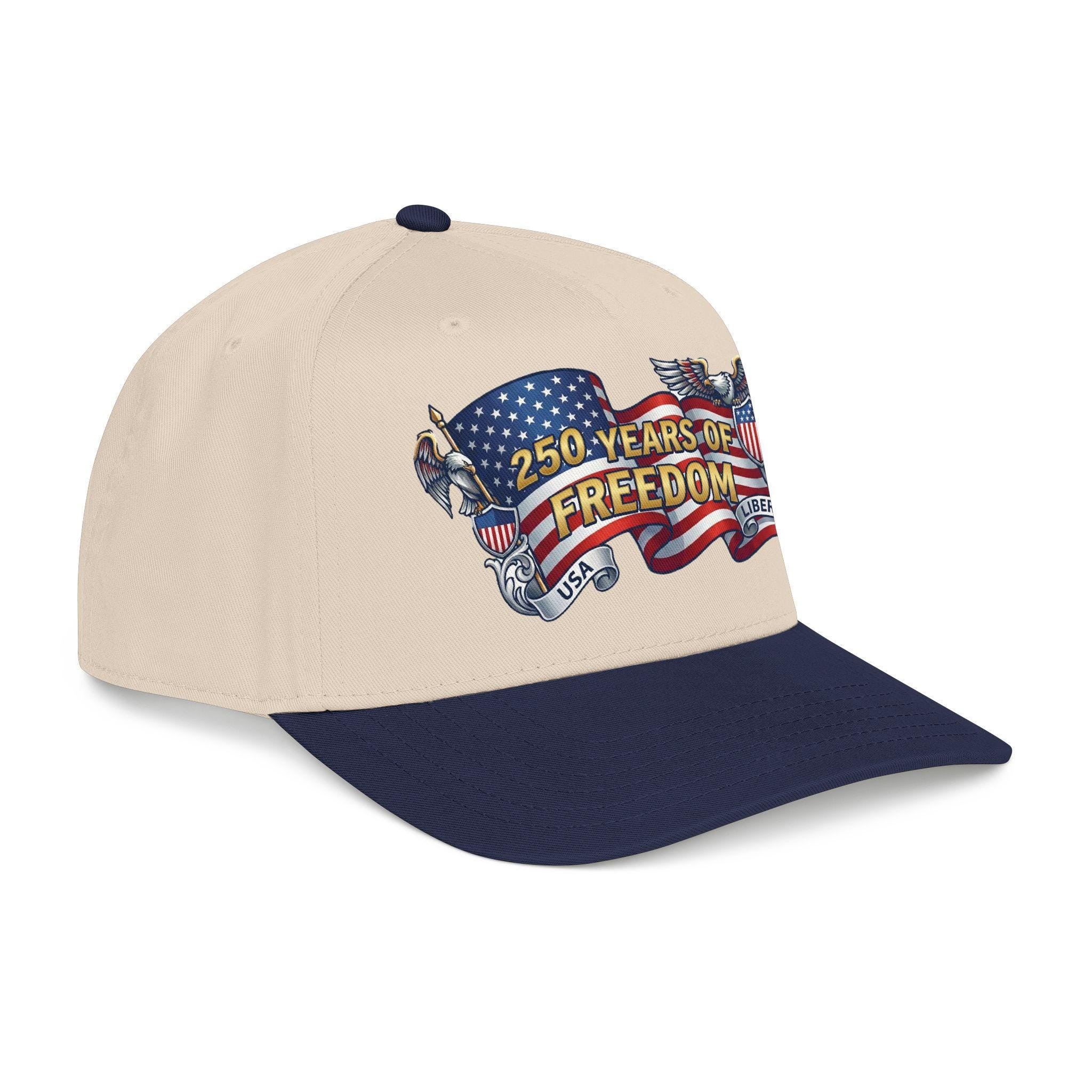 250 Years of Freedom Mid Profile Baseball Cap | American Flag Eagle Liberty, view 3