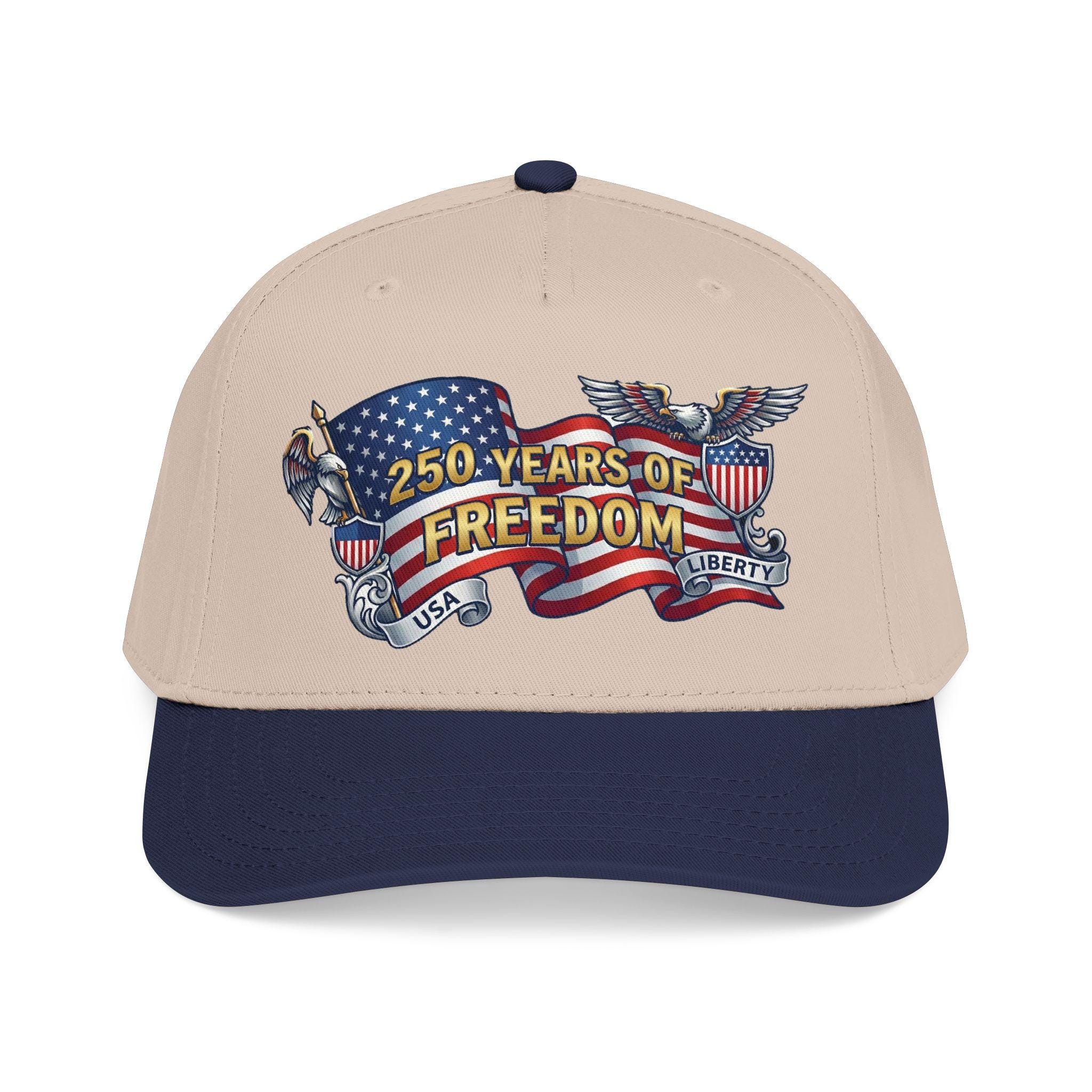250 Years of Freedom Mid Profile Baseball Cap | American Flag Eagle Liberty, view 4
