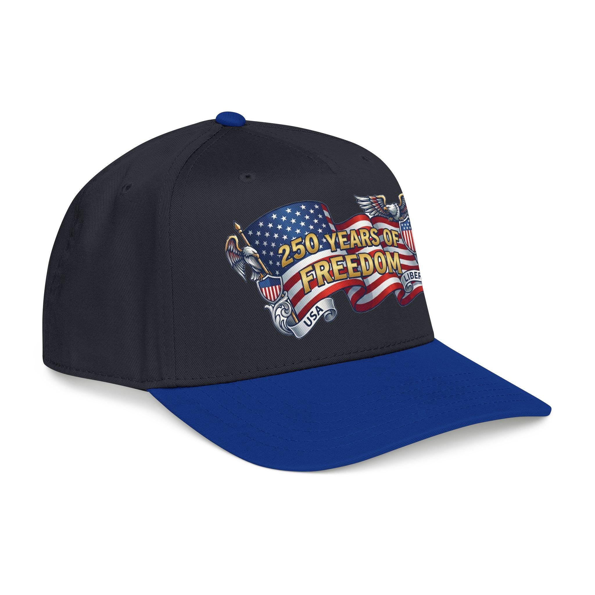 250 Years of Freedom Mid Profile Baseball Cap | American Flag Eagle Liberty, view 5
