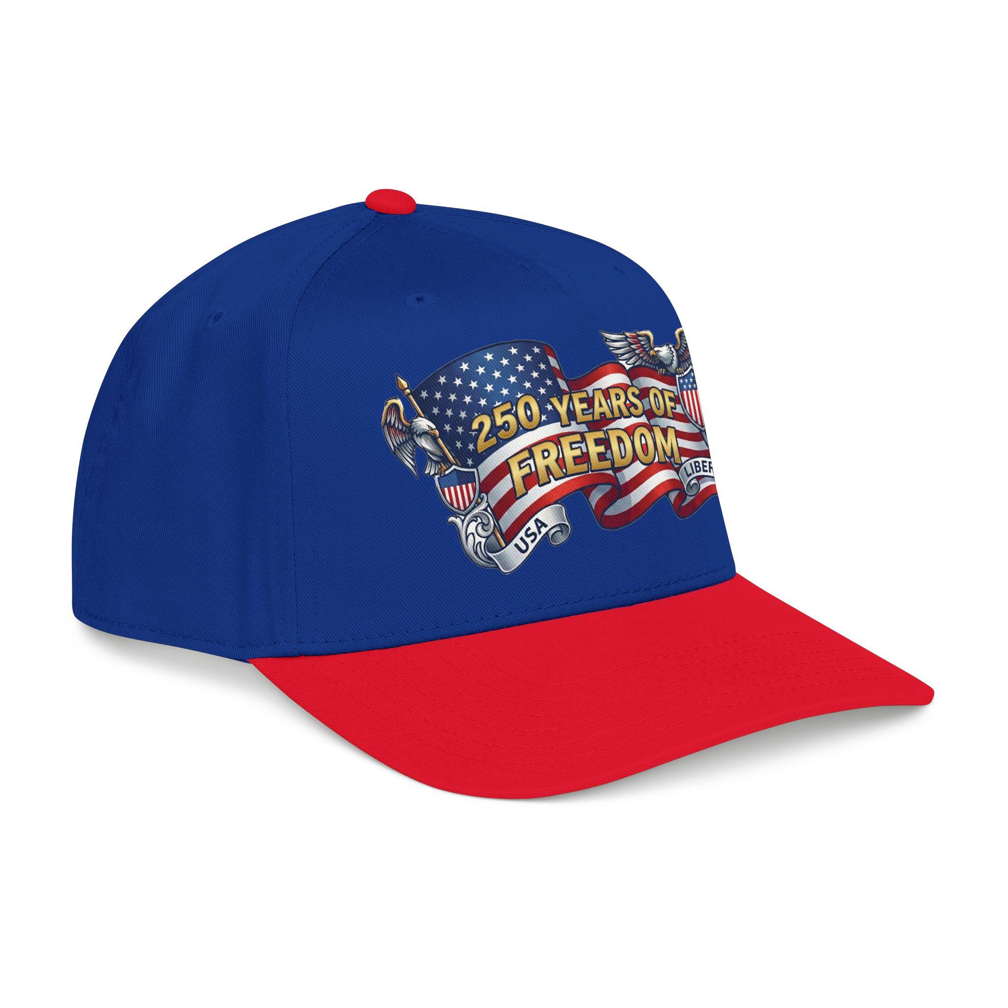 250 Years of Freedom Mid Profile Baseball Cap | American Flag Eagle Liberty, view 7