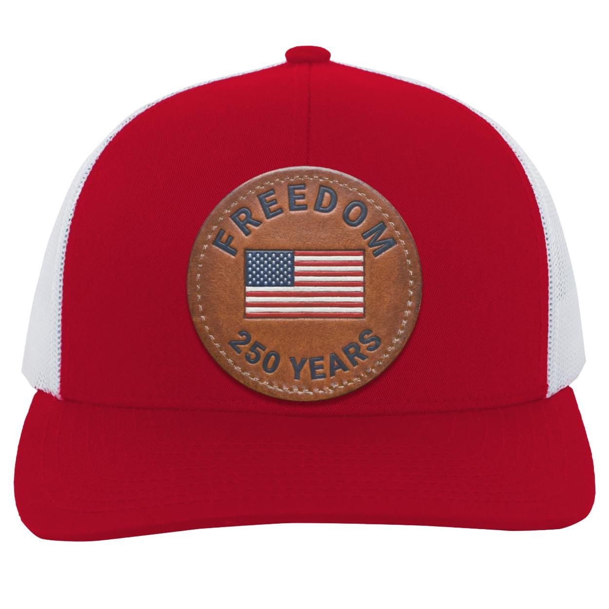 250 Years of Freedom Trucker Hat | American Flag Leather Patch, view 2