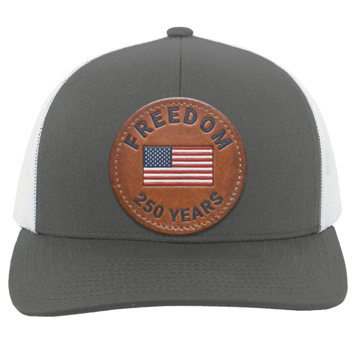 250 Years of Freedom Trucker Hat | American Flag Leather Patch, view 4