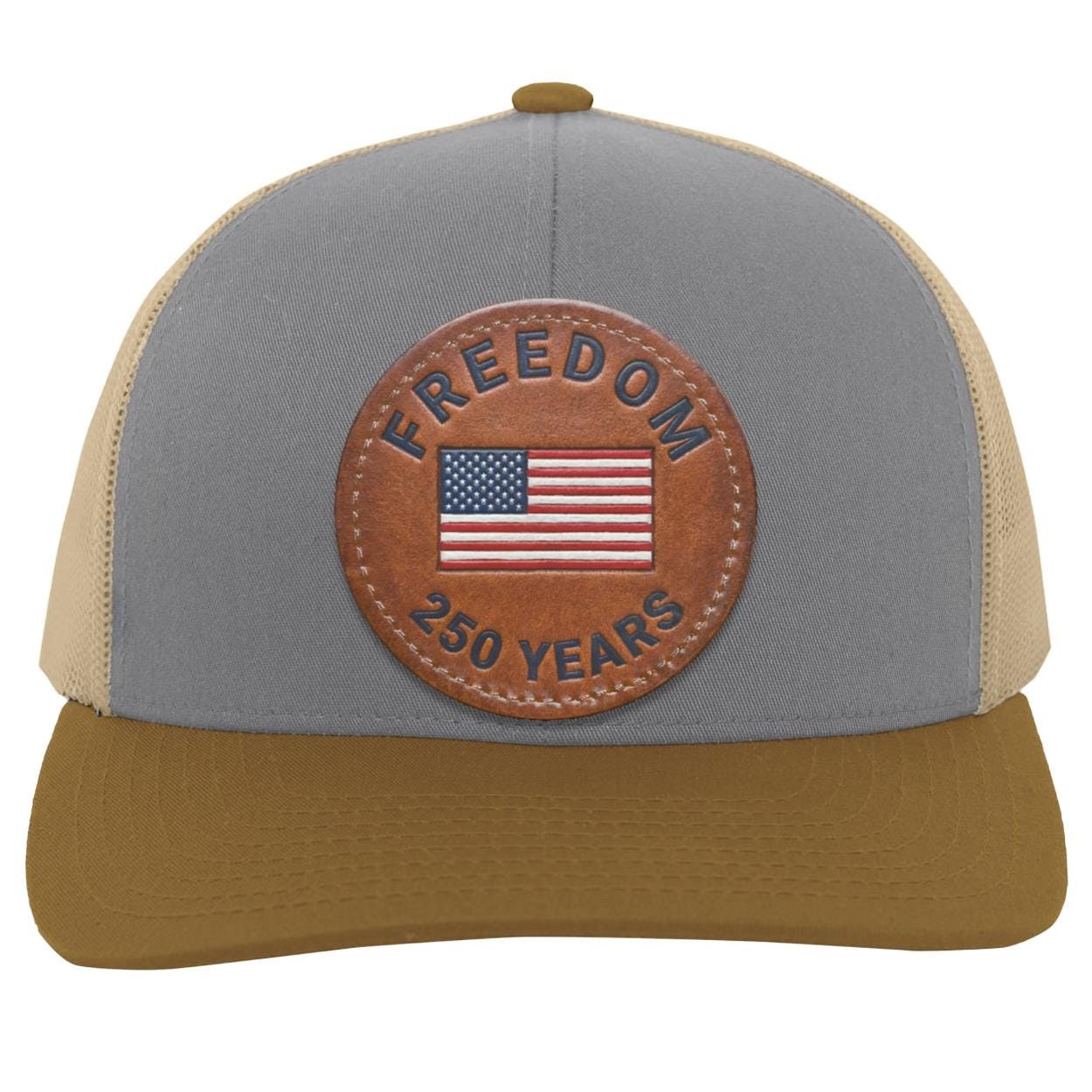 250 Years of Freedom Trucker Hat | American Flag Leather Patch, view 5