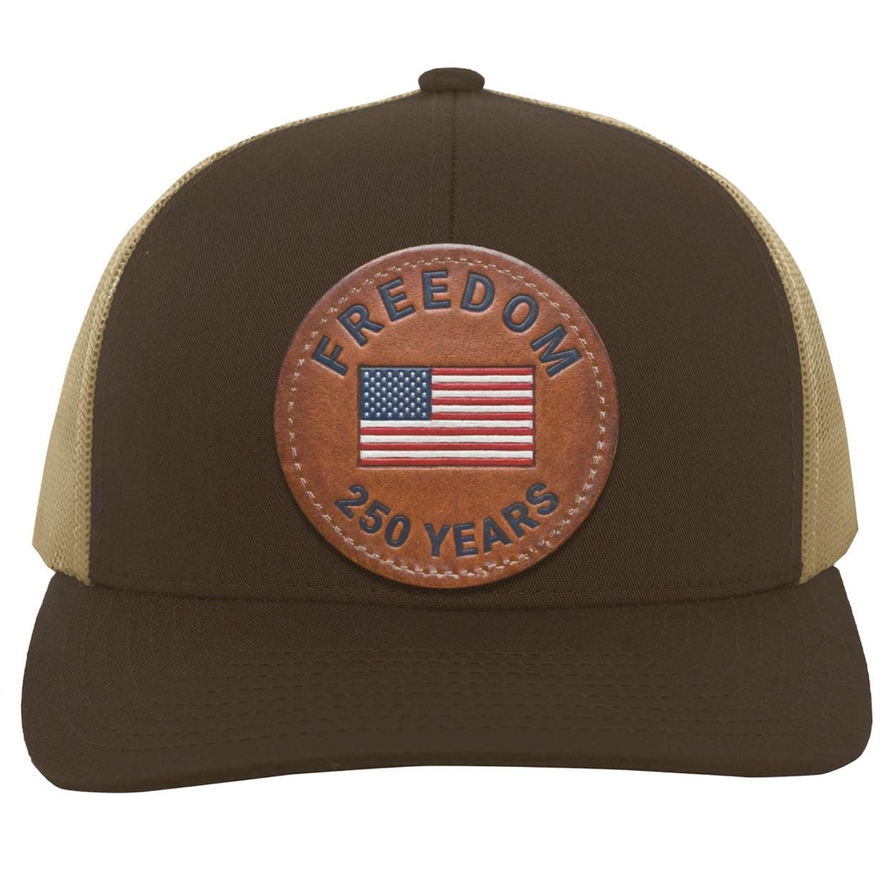 250 Years of Freedom Trucker Hat | American Flag Leather Patch, view 6