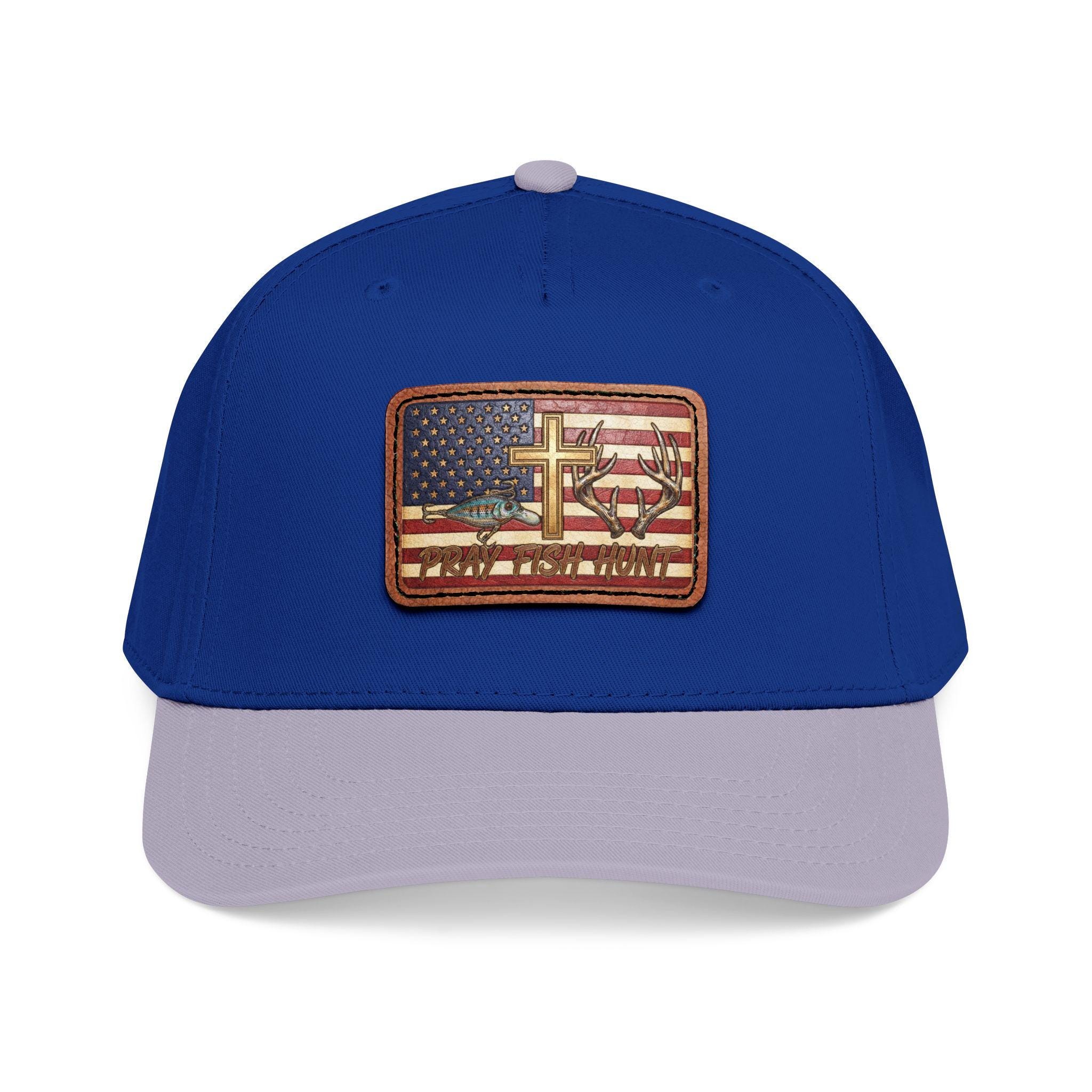 American Flag Cross Leather Patch Baseball Cap | Patriotic Christian Hat, view 3