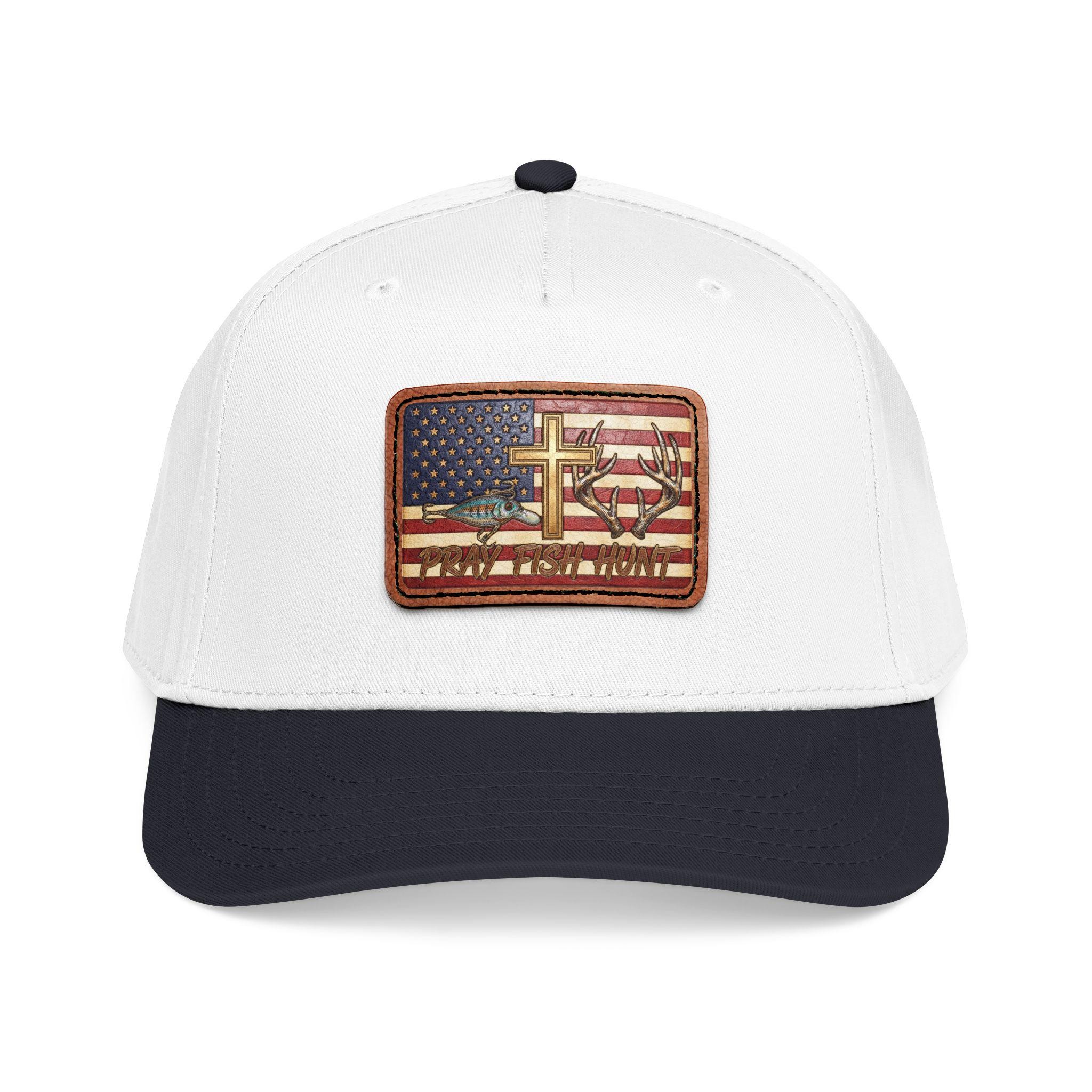 American Flag Cross Leather Patch Baseball Cap | Patriotic Christian Hat, view 4