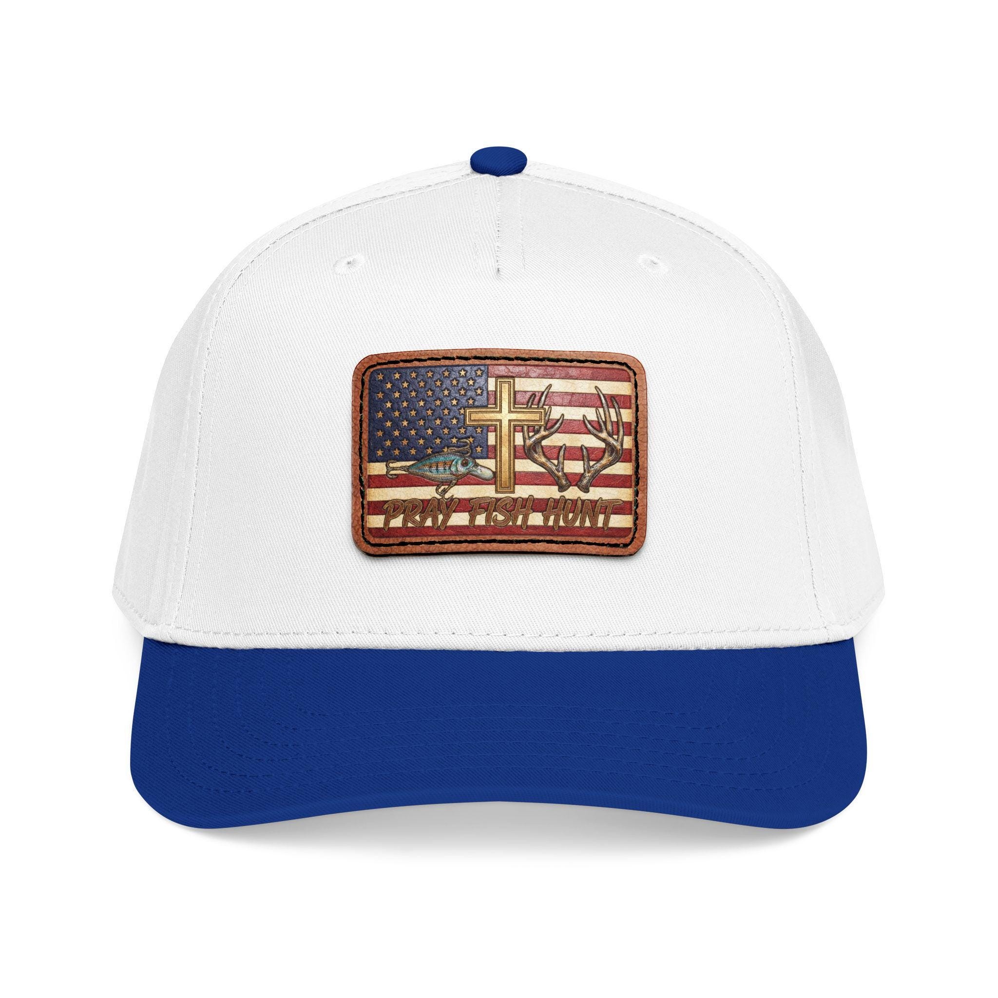 American Flag Cross Leather Patch Baseball Cap | Patriotic Christian Hat, view 5
