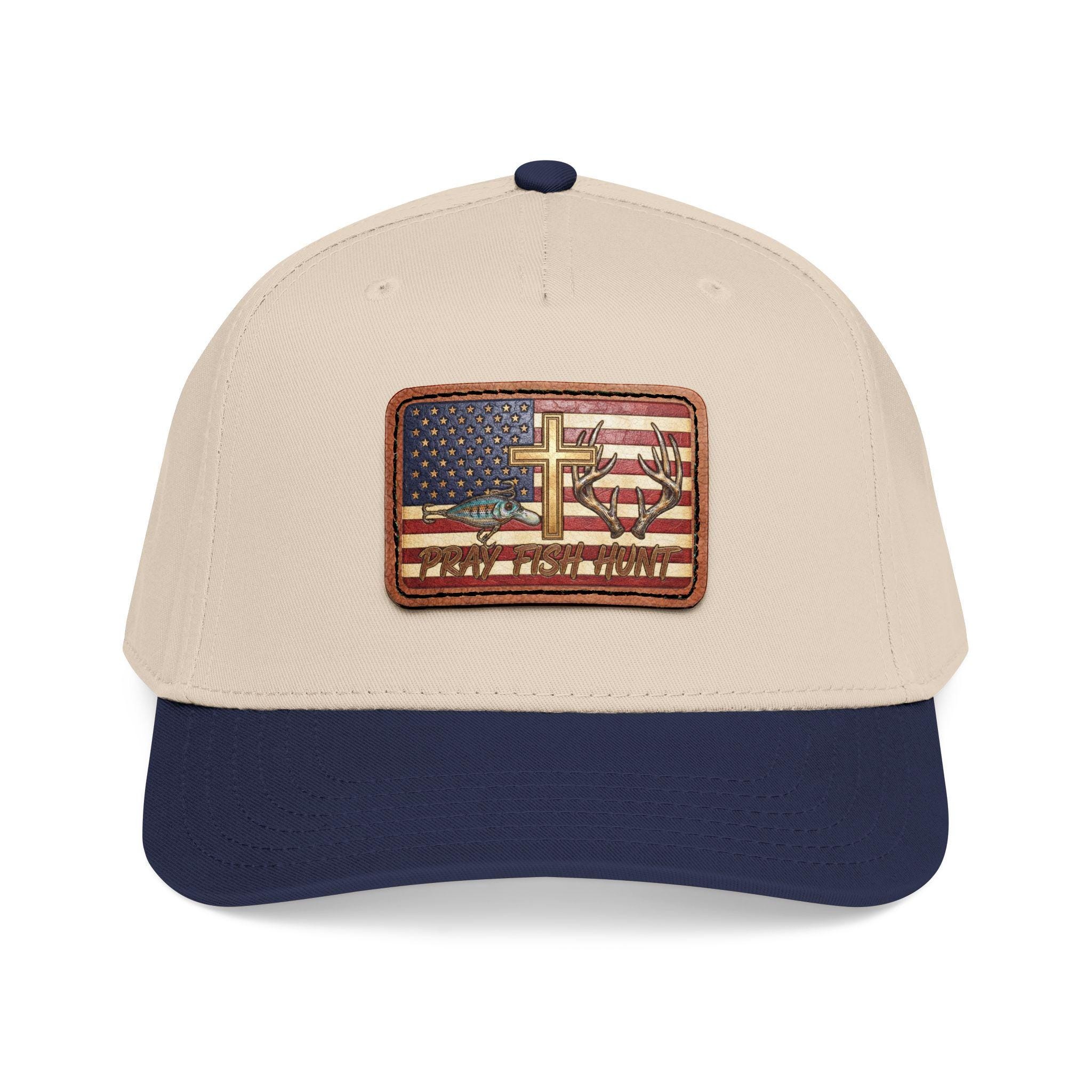 American Flag Cross Leather Patch Baseball Cap | Patriotic Christian Hat, view 6