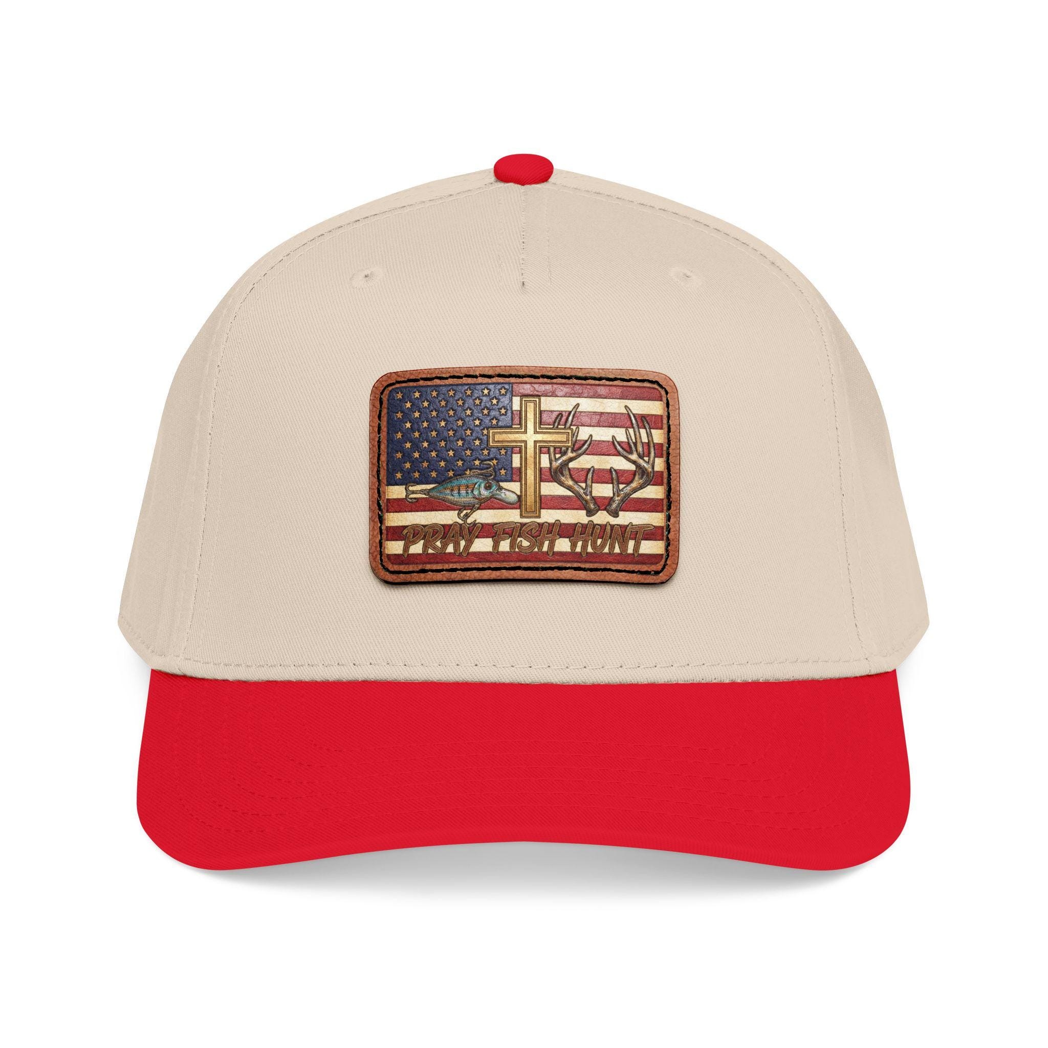 American Flag Cross Leather Patch Baseball Cap | Patriotic Christian Hat, view 7