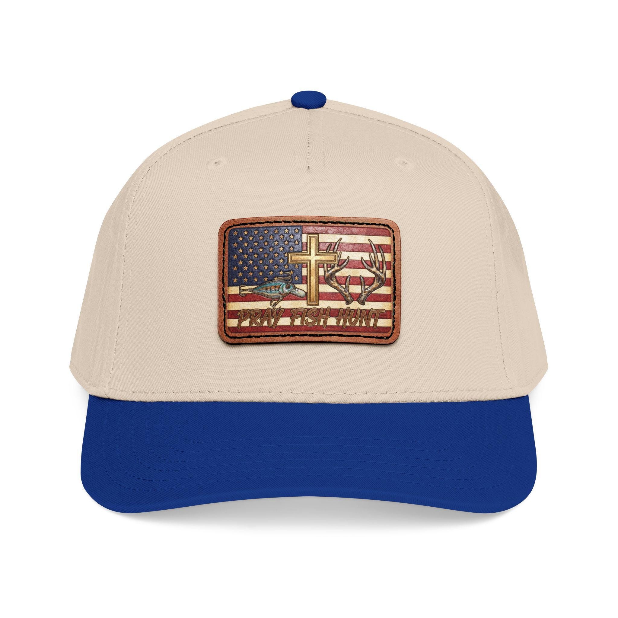 American Flag Cross Leather Patch Baseball Cap | Patriotic Christian Hat, view 8