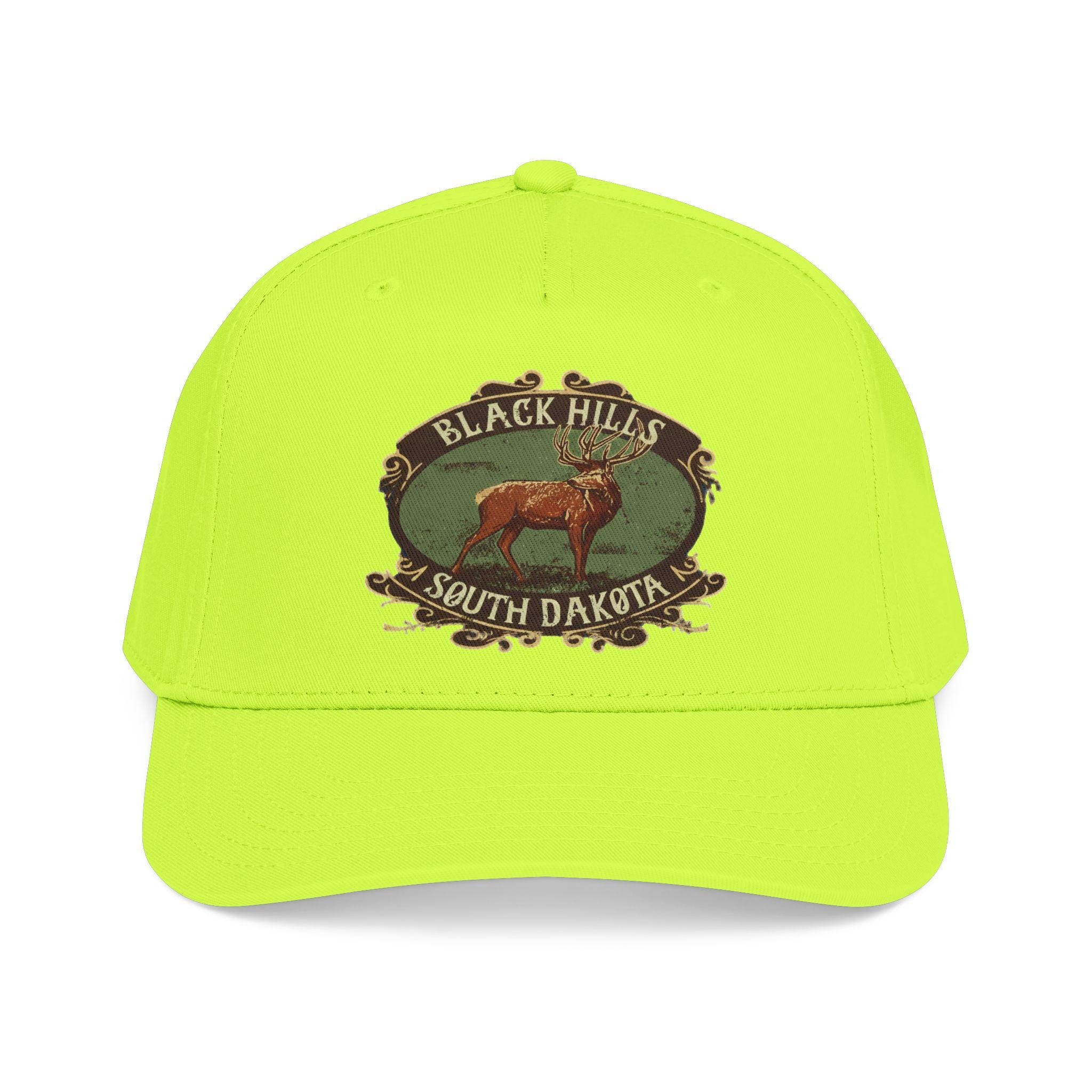 Black Hills South Dakota Elk emblem Mid Profile Baseball Cap | Vintage outdoor travel hat, view 13