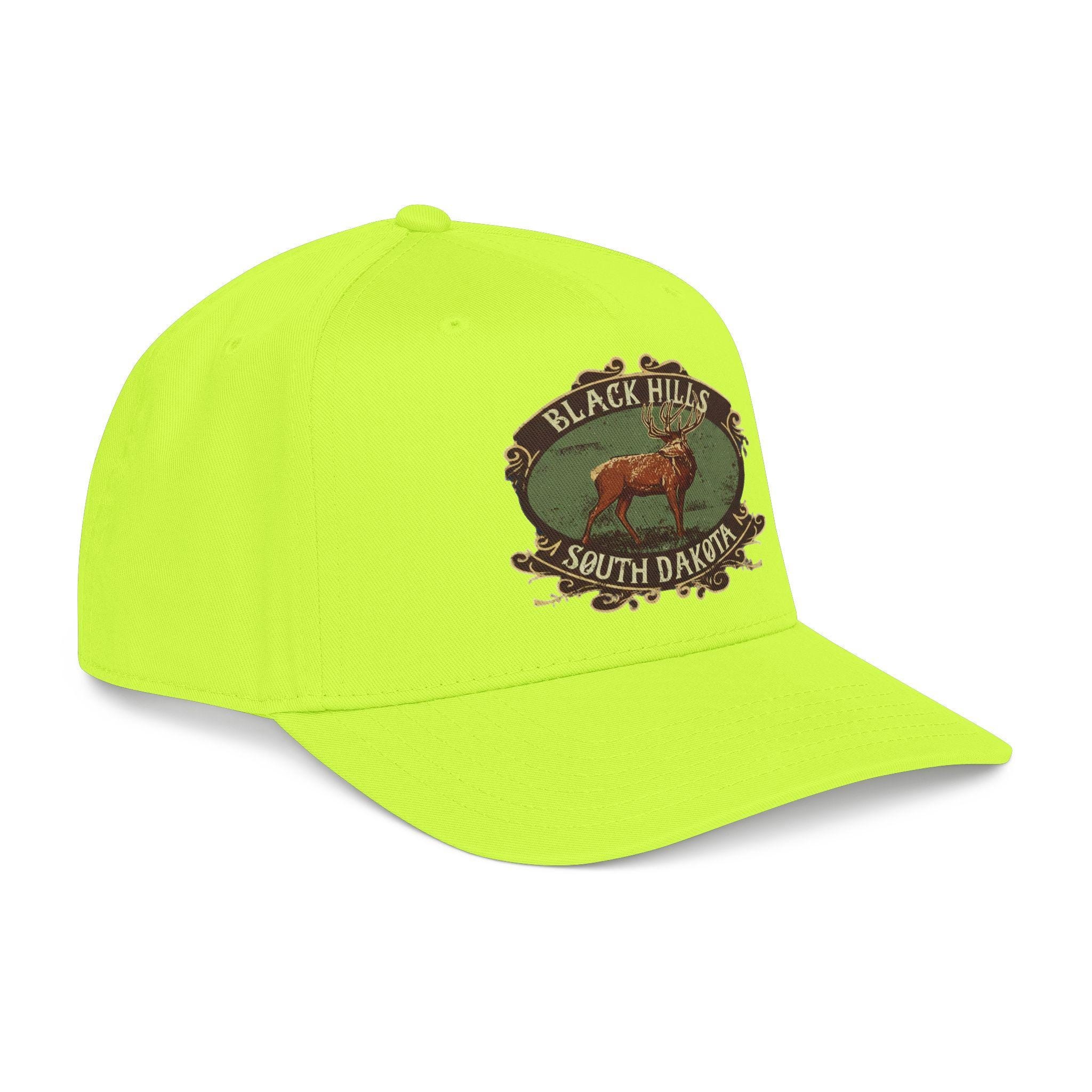 Black Hills South Dakota Elk emblem Mid Profile Baseball Cap | Vintage outdoor travel hat, view 14