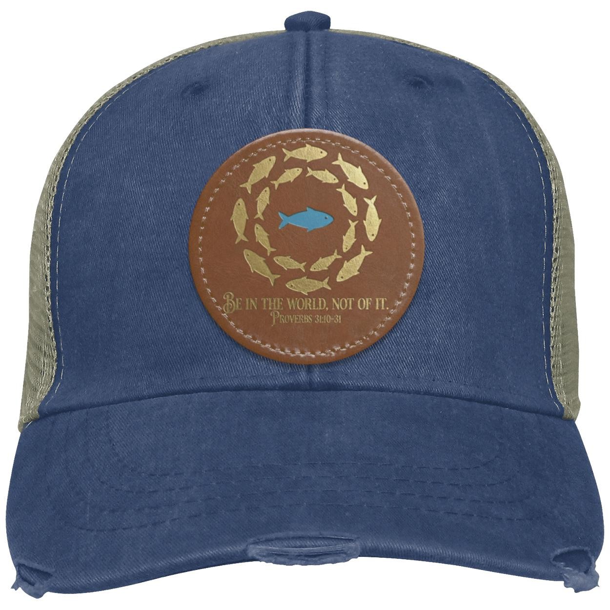 Christian Trucker Hat | Vegan Leather Patch | Fish Symbol, view 2