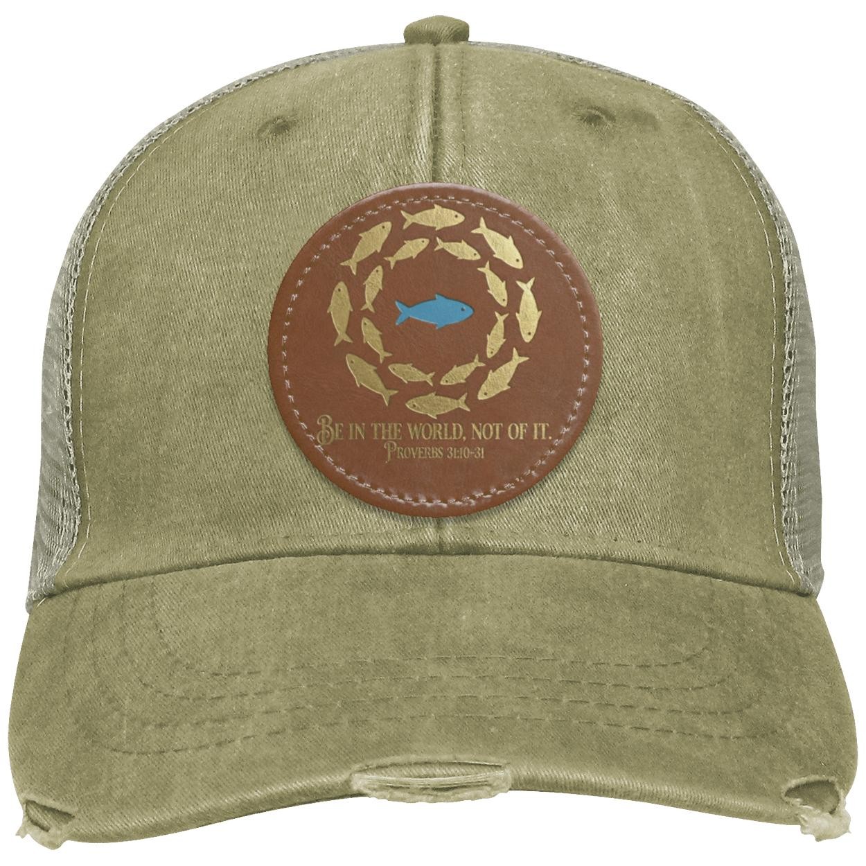 Christian Trucker Hat | Vegan Leather Patch | Fish Symbol, view 5