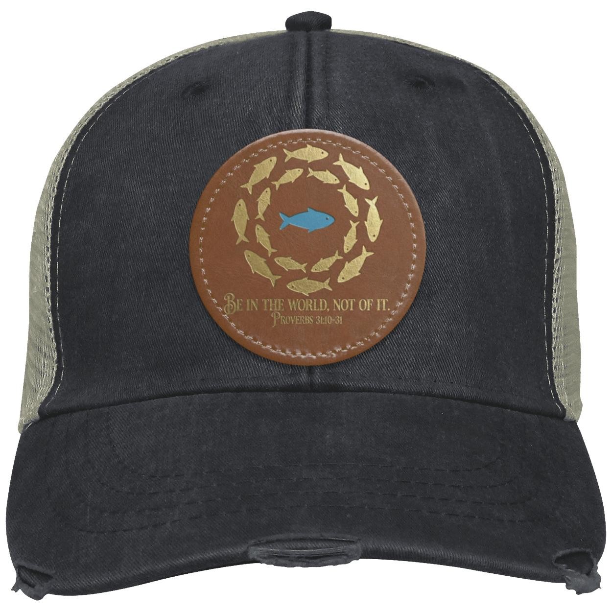 Christian Trucker Hat | Vegan Leather Patch | Fish Symbol, view 8