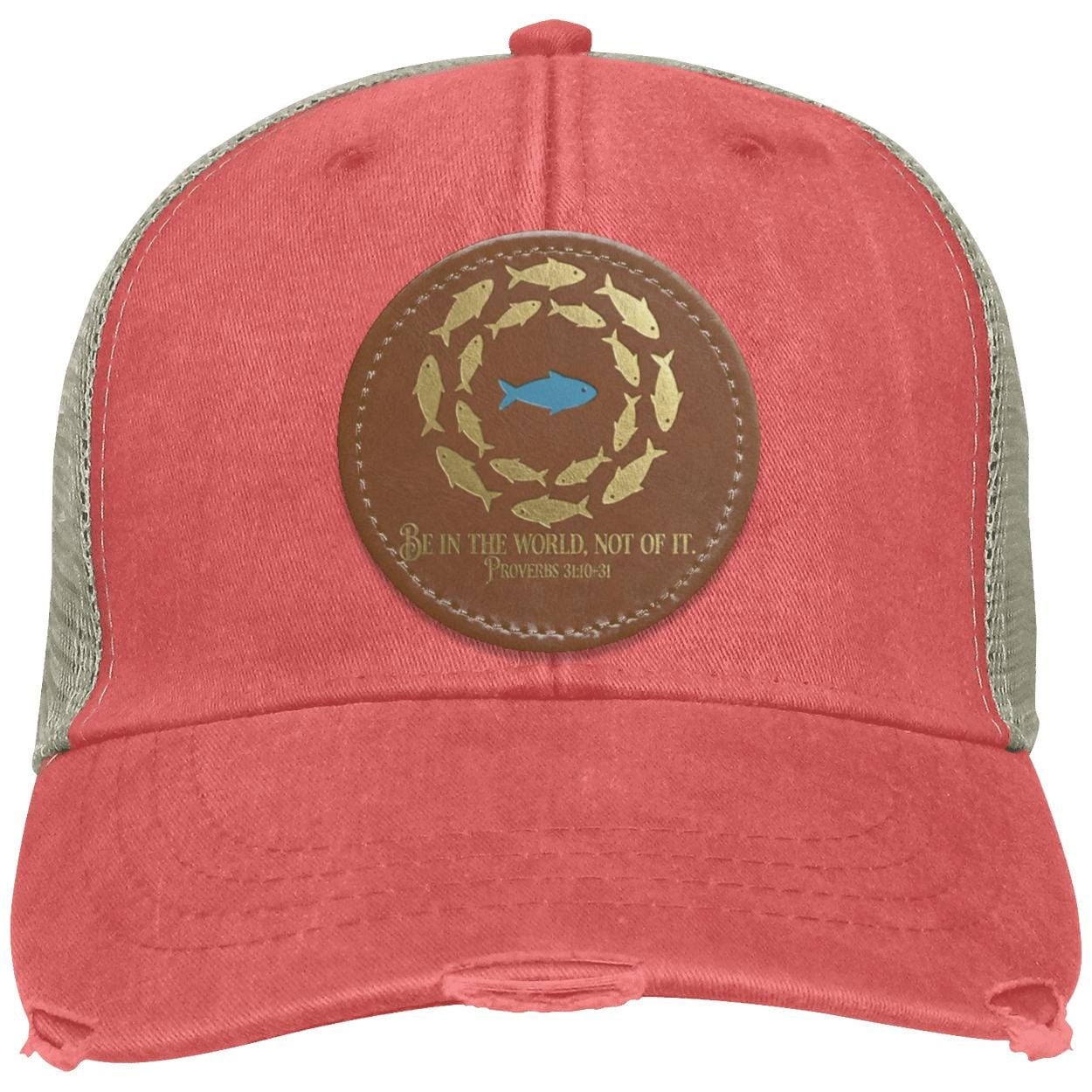 Christian Trucker Hat | Vegan Leather Patch | Fish Symbol, view 9