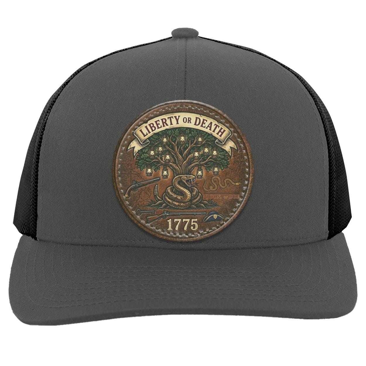 Custom Leather Patch Hat, Liberty Tree, Join or Die Rattlesnake, 1775 Patriotic Cap, view 2