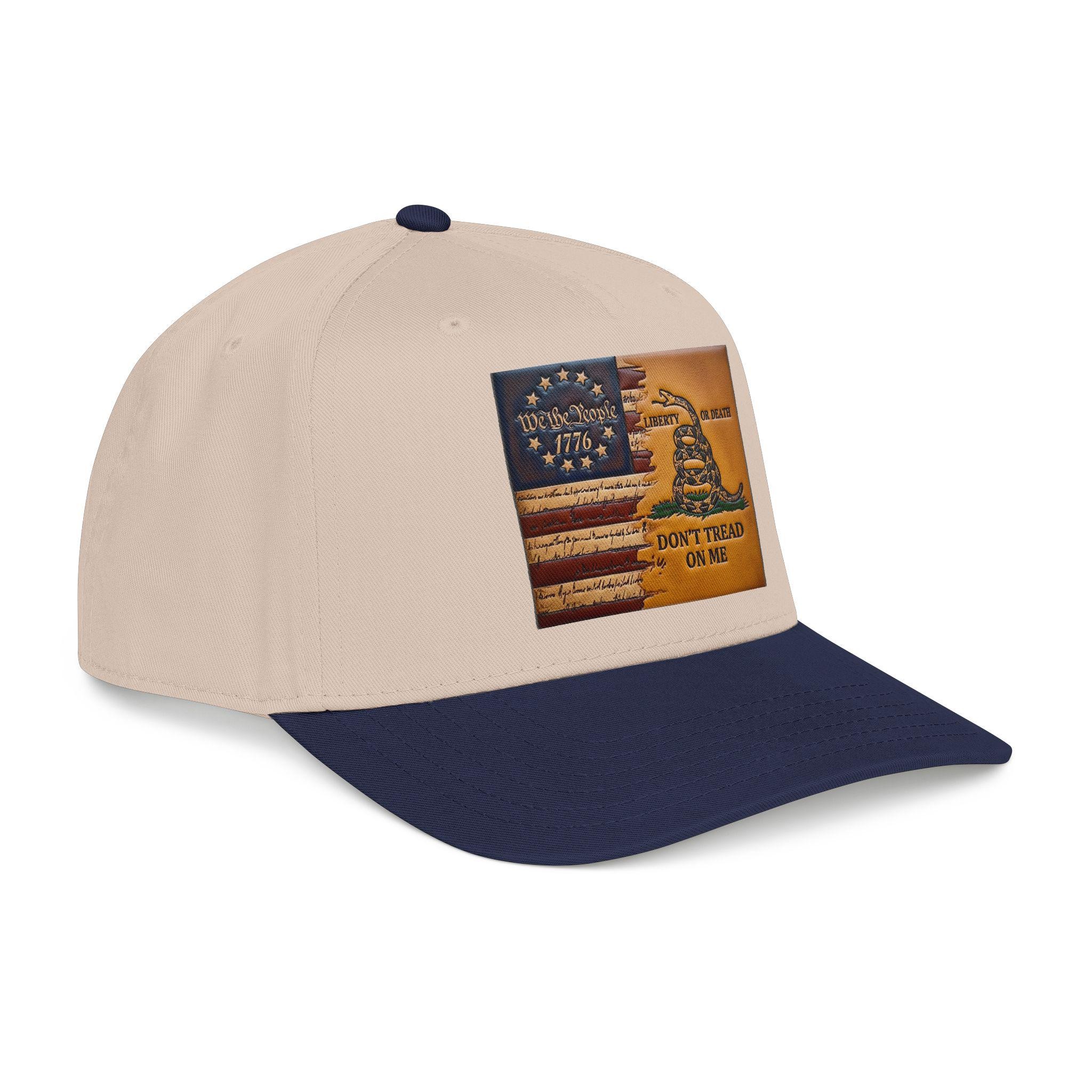 Don't Tread On Me Flag Mid Profile Baseball Cap | Gadsden Revolutionary Design