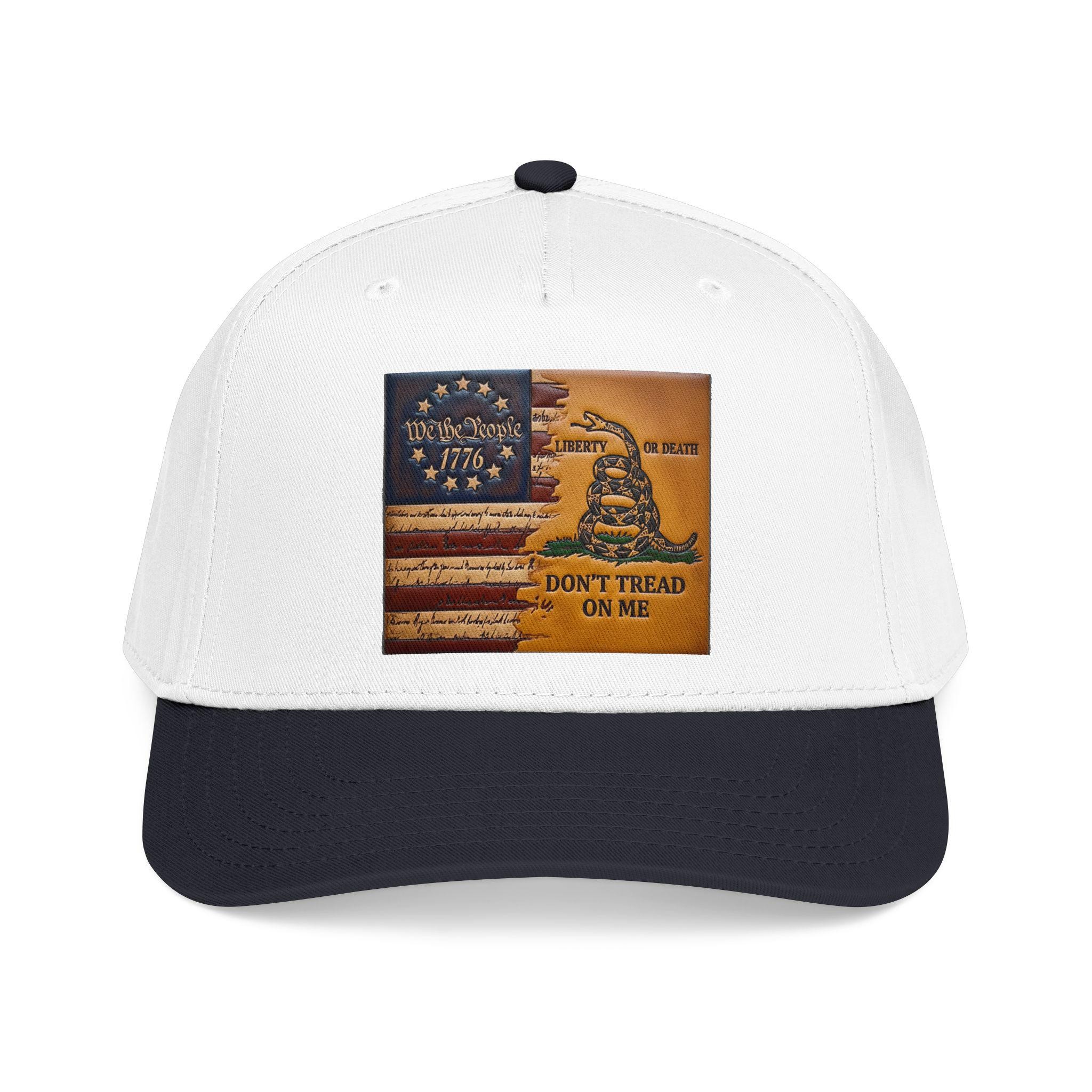 Don't Tread On Me Flag Mid Profile Baseball Cap | Gadsden Revolutionary Design, view 12