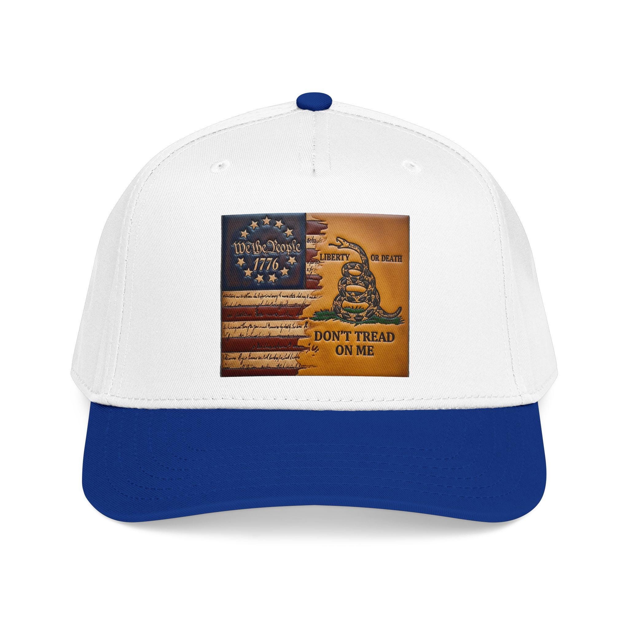 Don't Tread On Me Flag Mid Profile Baseball Cap | Gadsden Revolutionary Design, view 13