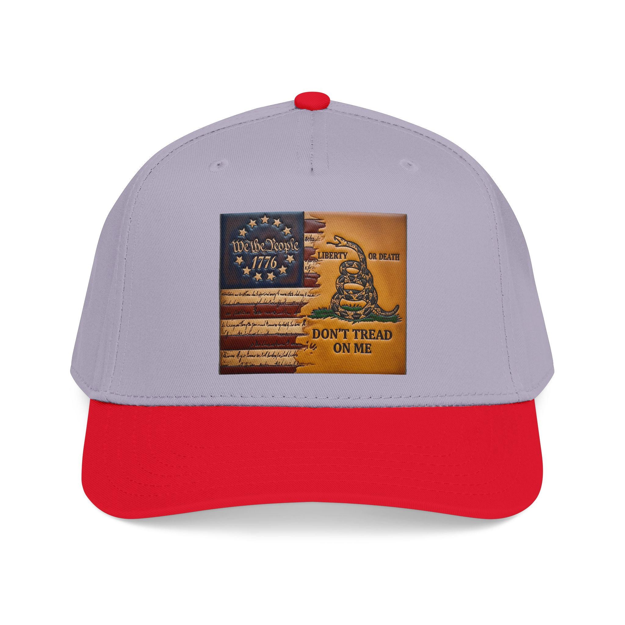Don't Tread On Me Flag Mid Profile Baseball Cap | Gadsden Revolutionary Design, view 17