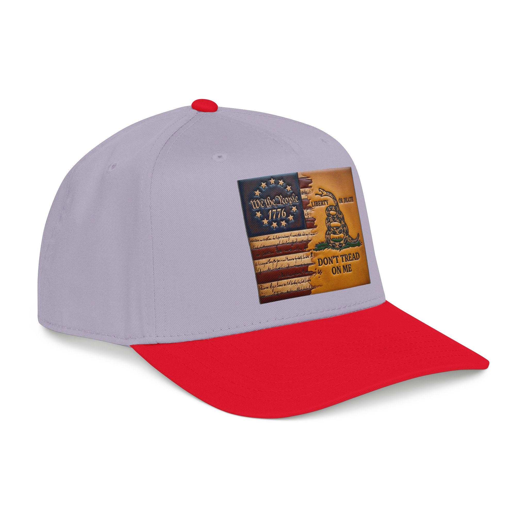 Don't Tread On Me Flag Mid Profile Baseball Cap | Gadsden Revolutionary Design, view 18
