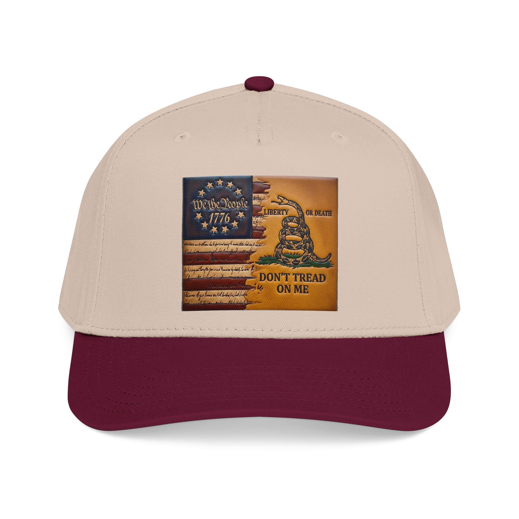 Don't Tread On Me Flag Mid Profile Baseball Cap | Gadsden Revolutionary Design, view 19