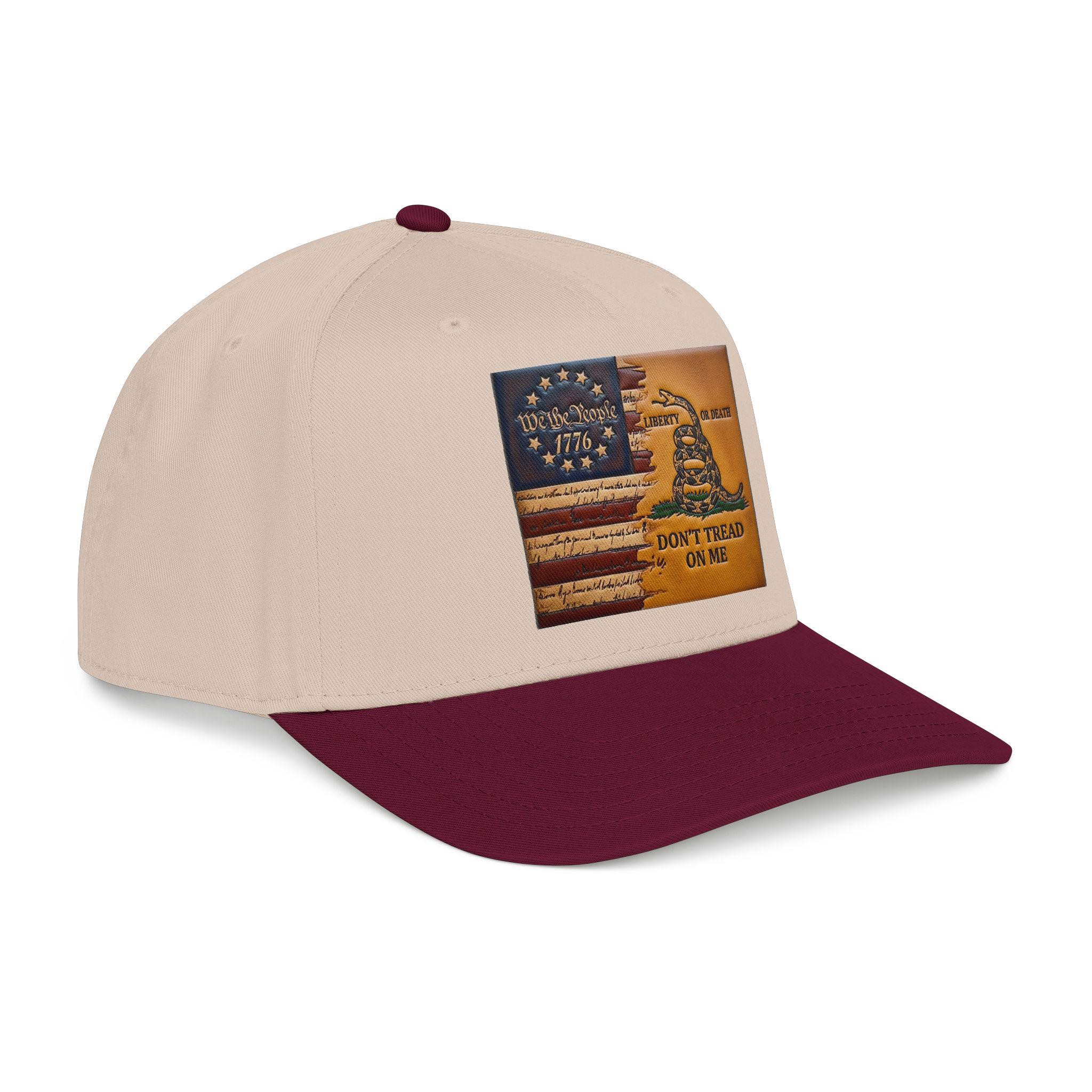 Don't Tread On Me Flag Mid Profile Baseball Cap | Gadsden Revolutionary Design, view 20