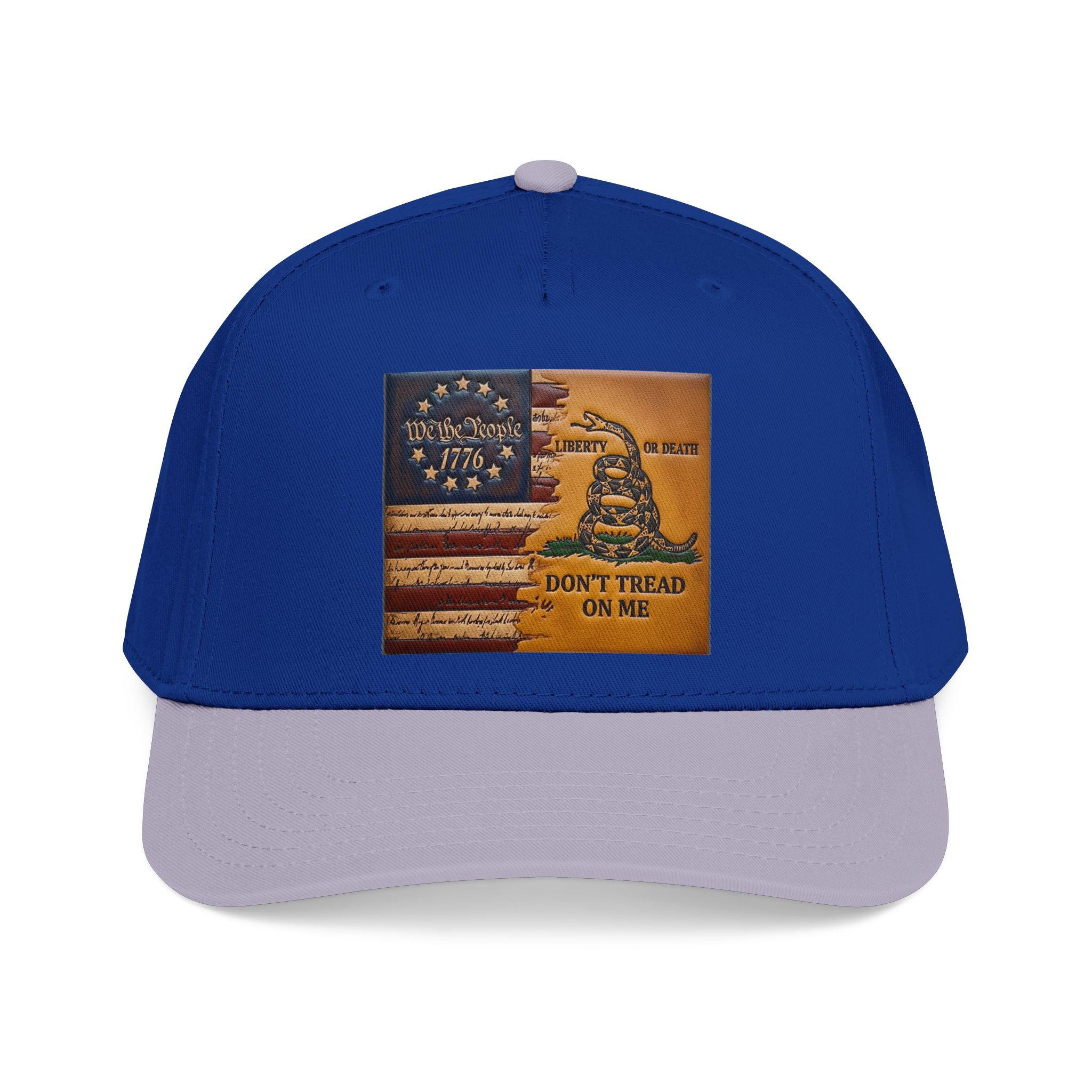 Don't Tread On Me Flag Mid Profile Baseball Cap | Gadsden Revolutionary Design, view 3