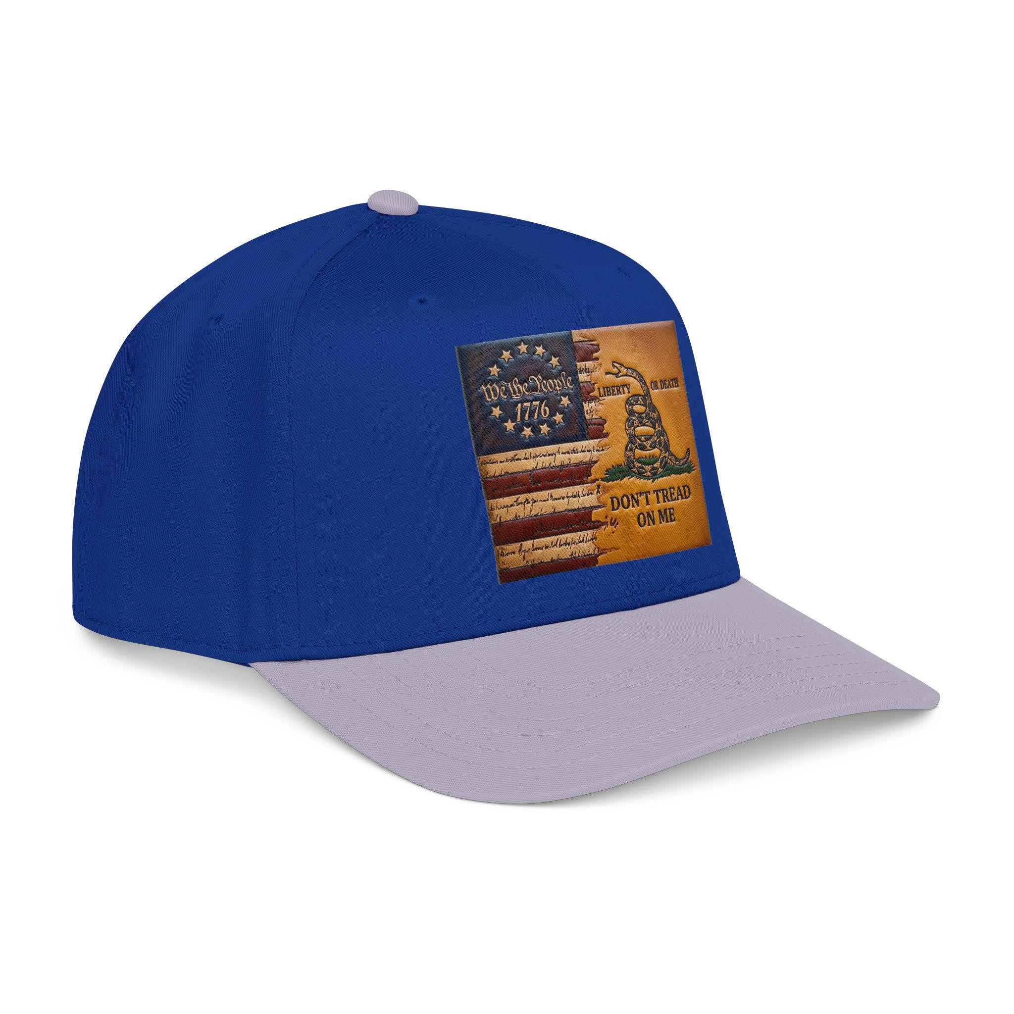 Don't Tread On Me Flag Mid Profile Baseball Cap | Gadsden Revolutionary Design, view 4