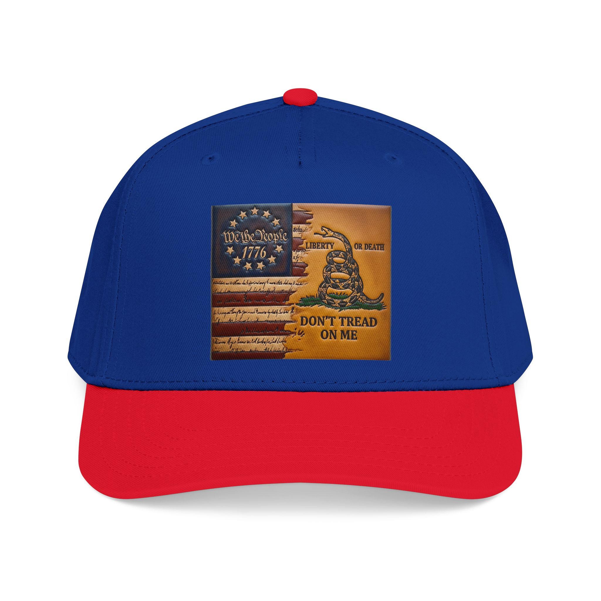 Don't Tread On Me Flag Mid Profile Baseball Cap | Gadsden Revolutionary Design, view 5