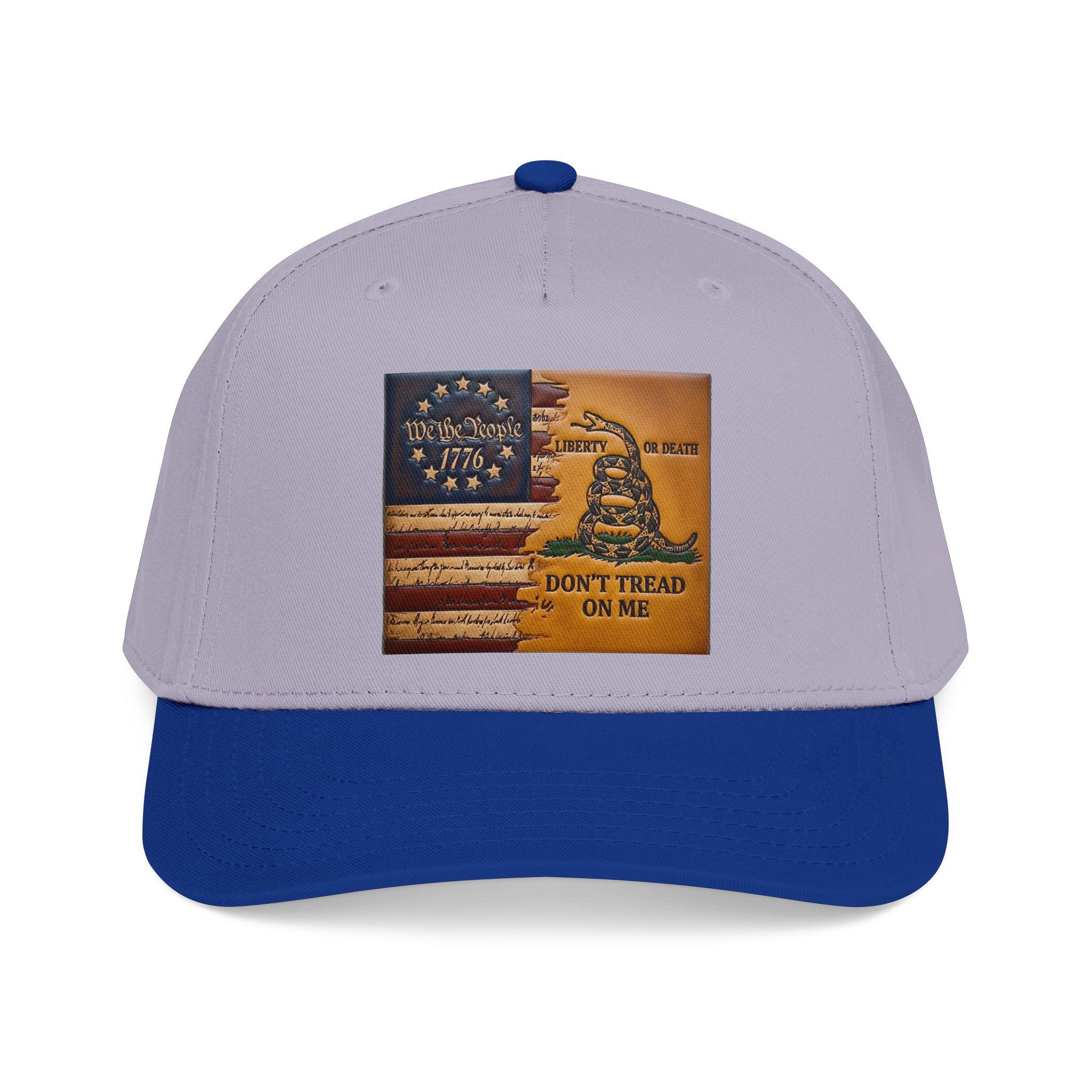 Don't Tread On Me Flag Mid Profile Baseball Cap | Gadsden Revolutionary Design, view 6