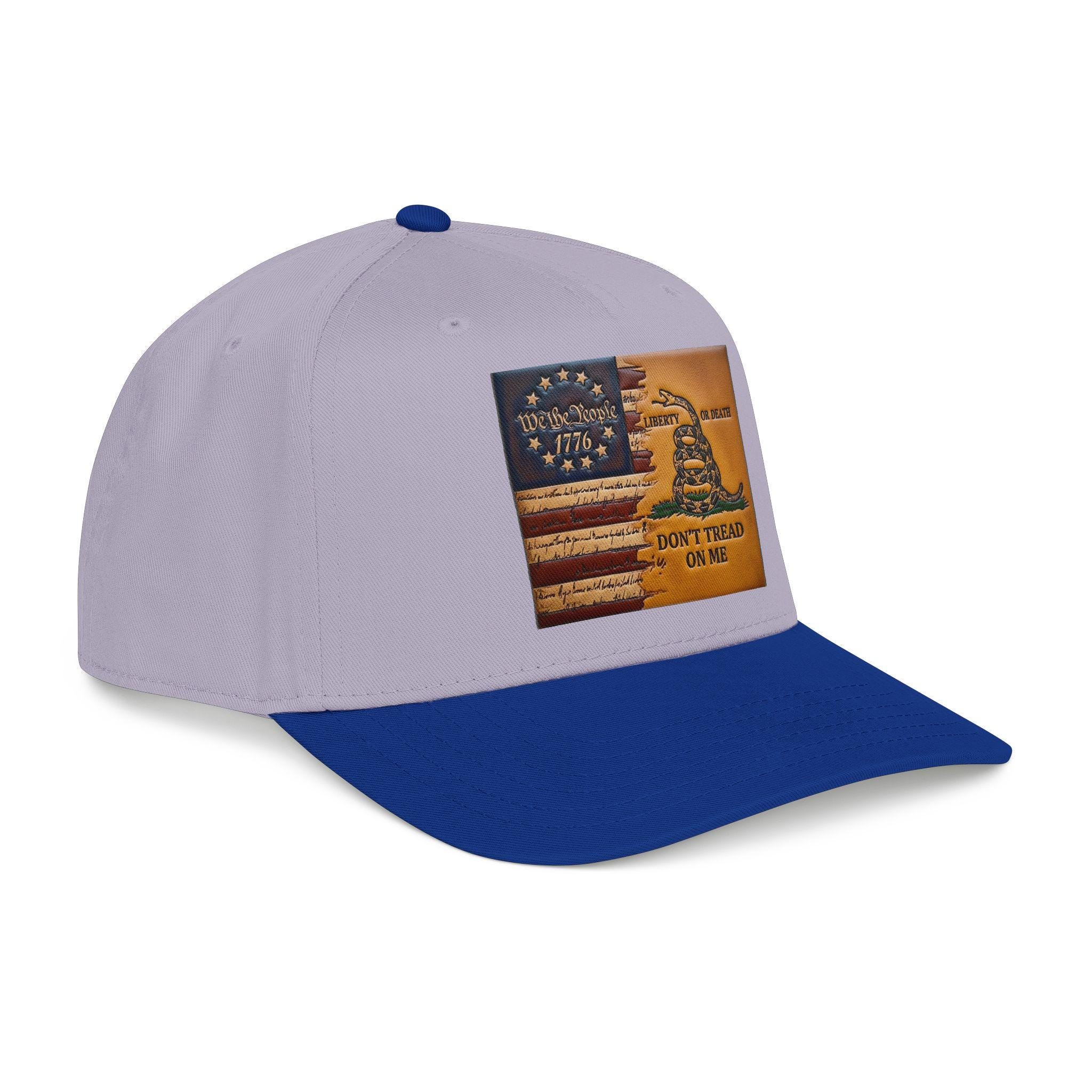 Don't Tread On Me Flag Mid Profile Baseball Cap | Gadsden Revolutionary Design, view 7