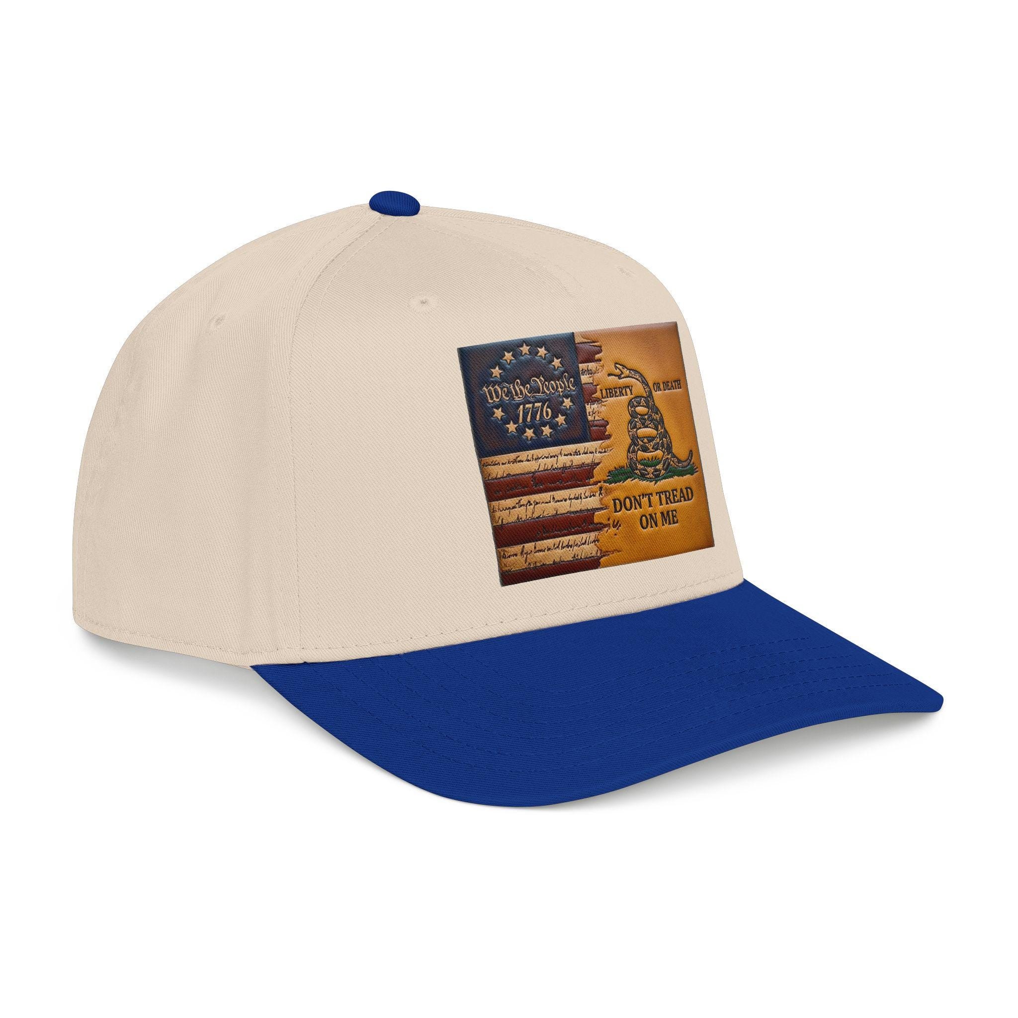 Don't Tread On Me Flag Mid Profile Baseball Cap | Gadsden Revolutionary Design, view 9