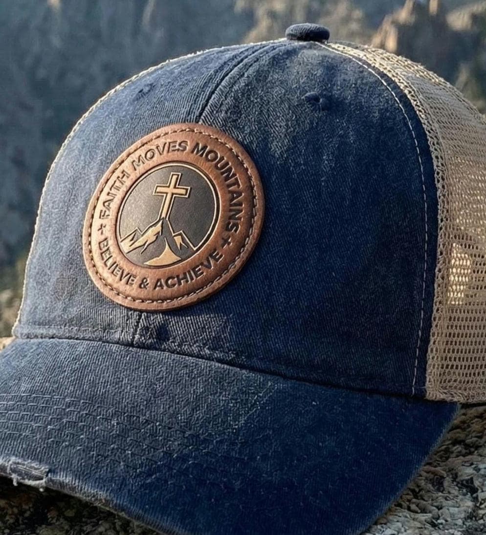 Faith Moves Mountains | Christian Trucker Hat | Religious Gift | Believe & Achieve