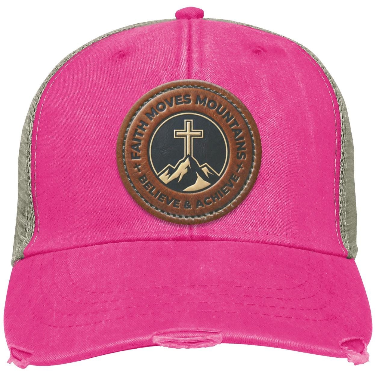 Faith Moves Mountains | Christian Trucker Hat | Religious Gift | Believe & Achieve, view 10