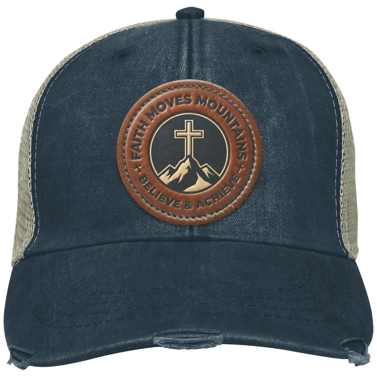 Faith Moves Mountains | Christian Trucker Hat | Religious Gift | Believe & Achieve, view 2