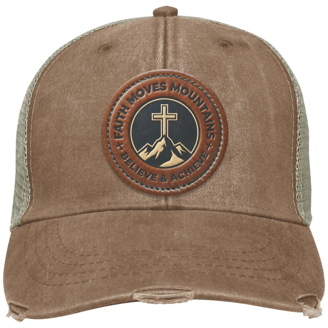 Faith Moves Mountains | Christian Trucker Hat | Religious Gift | Believe & Achieve, view 3