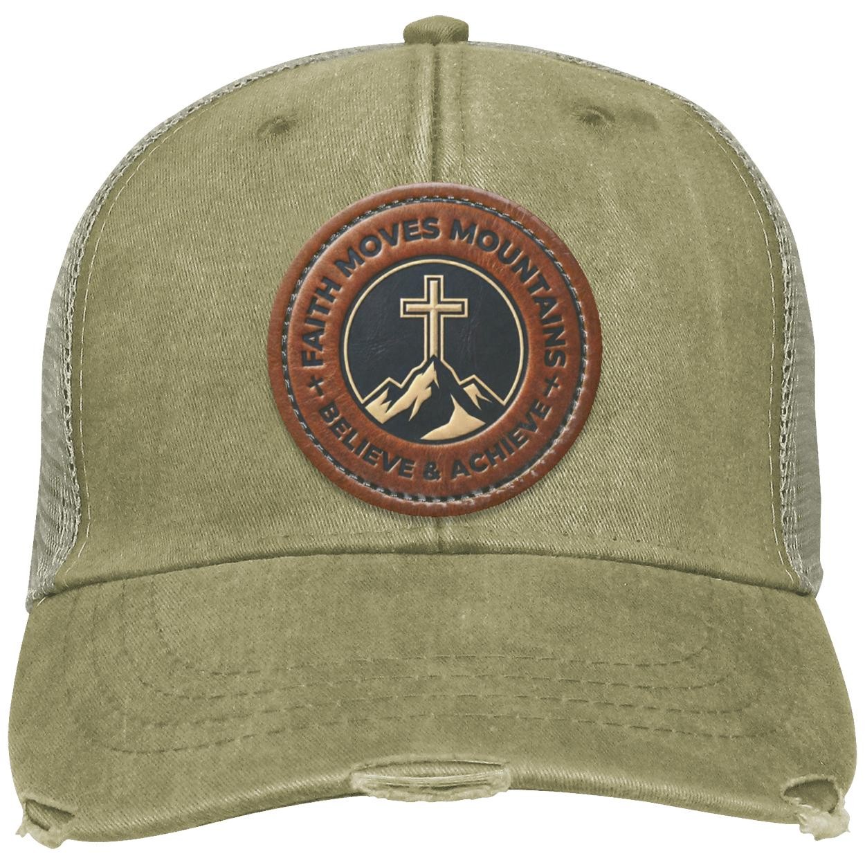 Faith Moves Mountains | Christian Trucker Hat | Religious Gift | Believe & Achieve, view 4