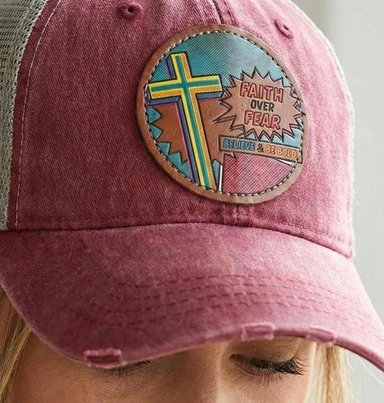 Faith Over Fear | Christian Trucker Hat | Believe & Be Bold Cross Design