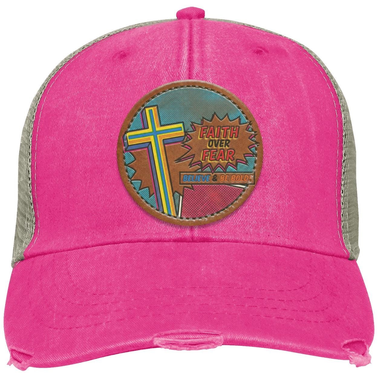 Faith Over Fear | Christian Trucker Hat | Believe & Be Bold Cross Design, view 10