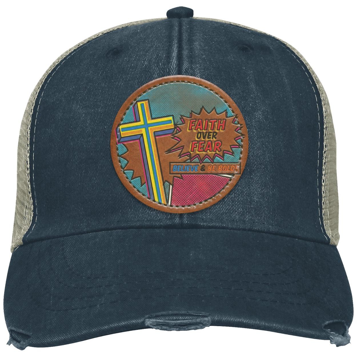Faith Over Fear | Christian Trucker Hat | Believe & Be Bold Cross Design, view 4
